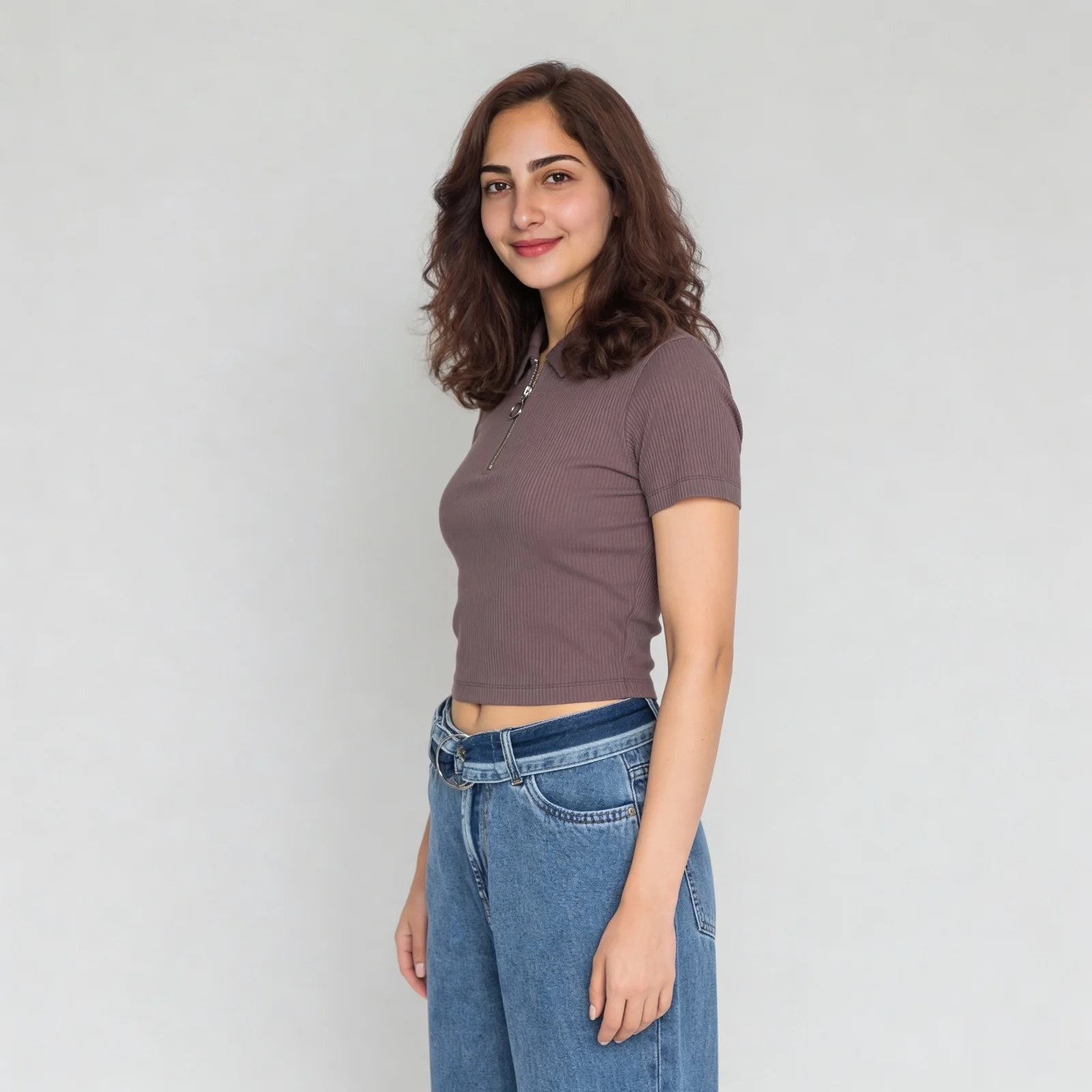 Polo Neck Cropped T-Shirt - Image 30