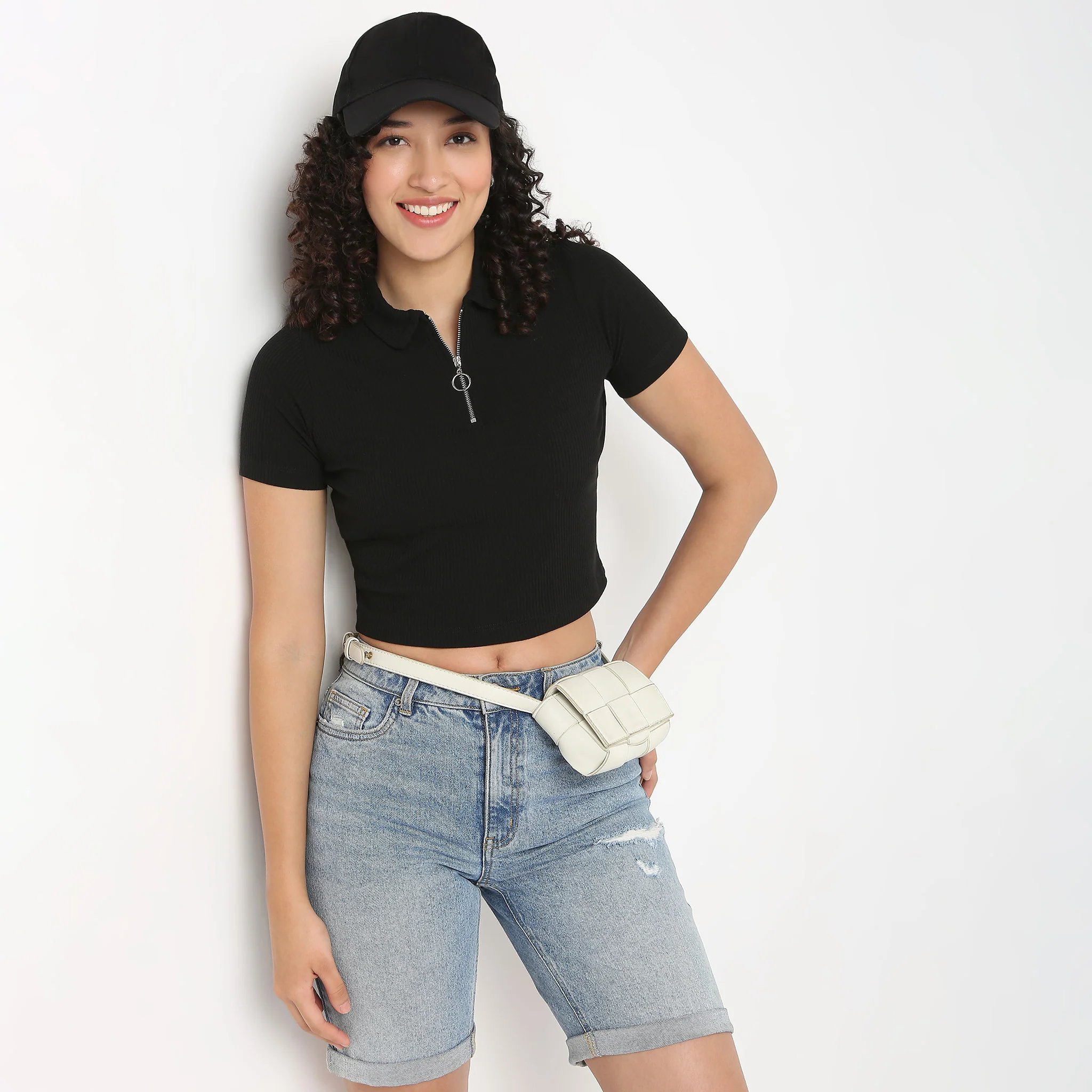Polo Neck Cropped T-Shirt - Image 6
