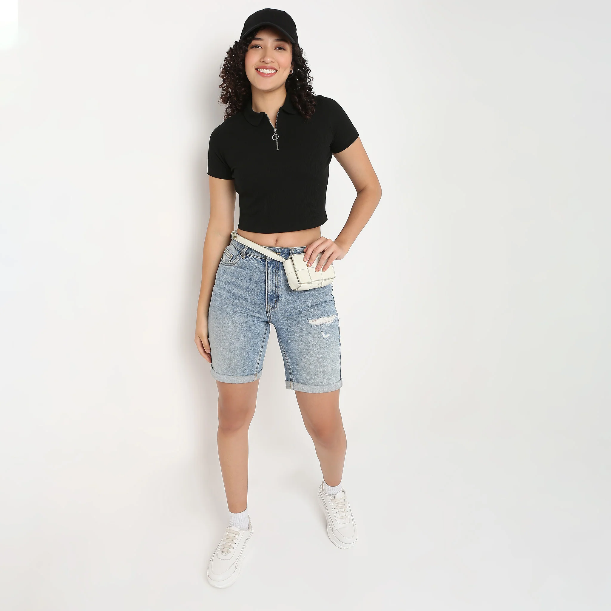 Polo Neck Cropped T-Shirt - Image 7