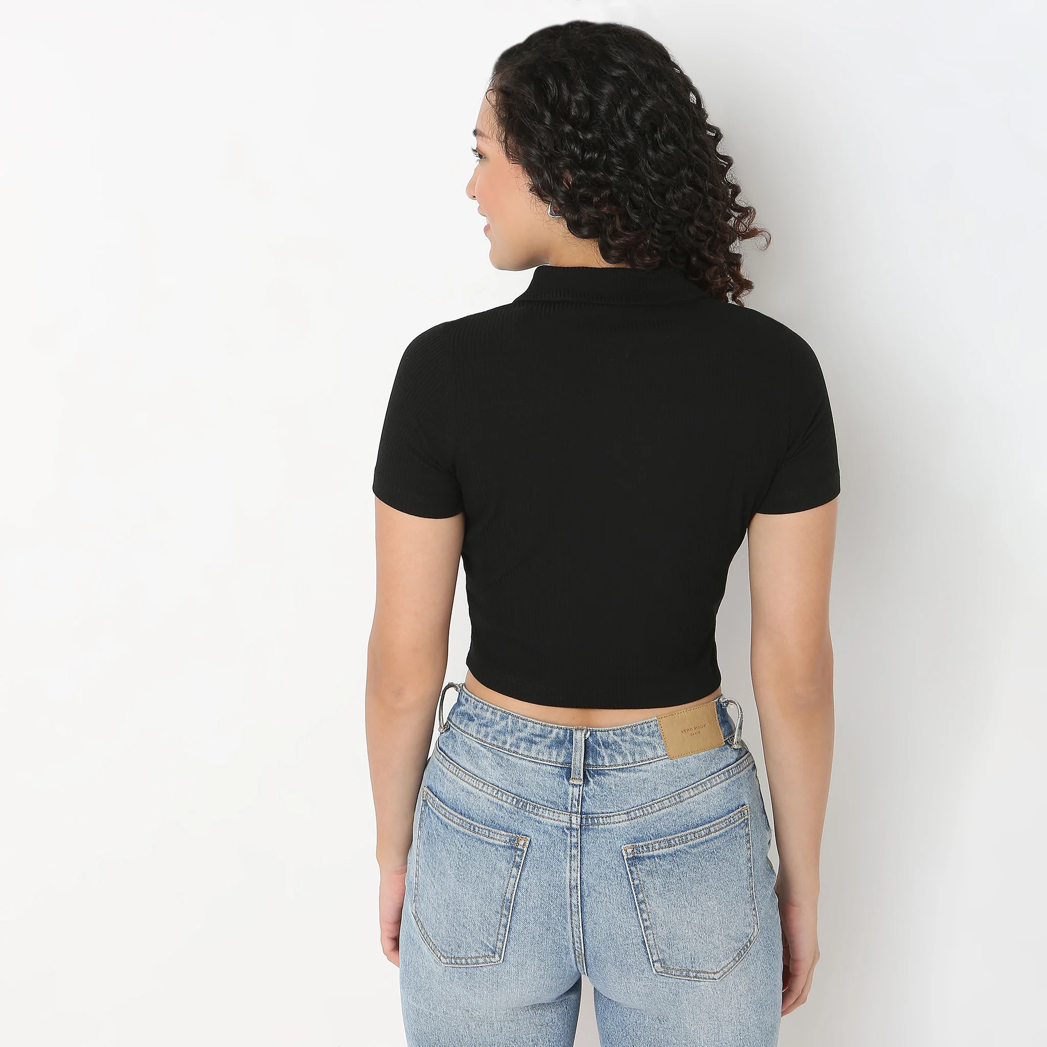 Polo Neck Cropped T-Shirt - Image 8