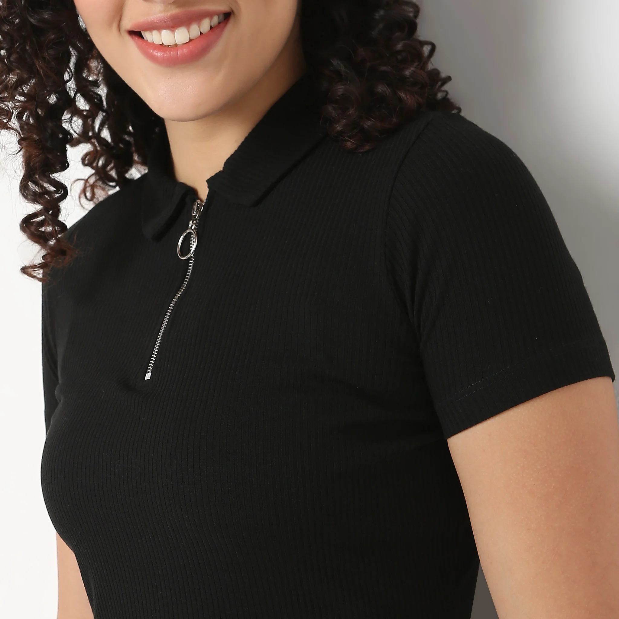 Polo Neck Cropped T-Shirt - Image 9