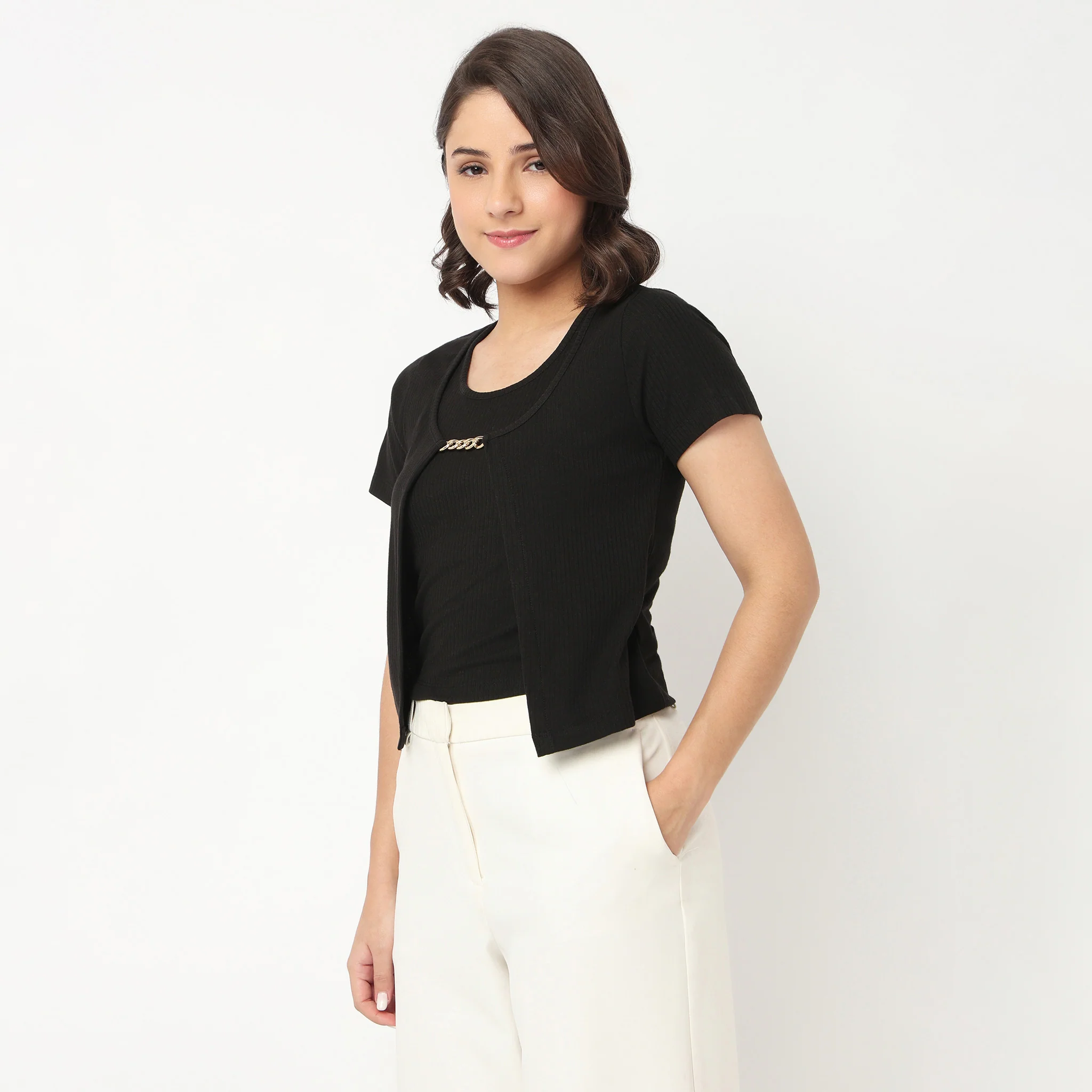 Cropped Slim Fit T-Shirt - Image 5