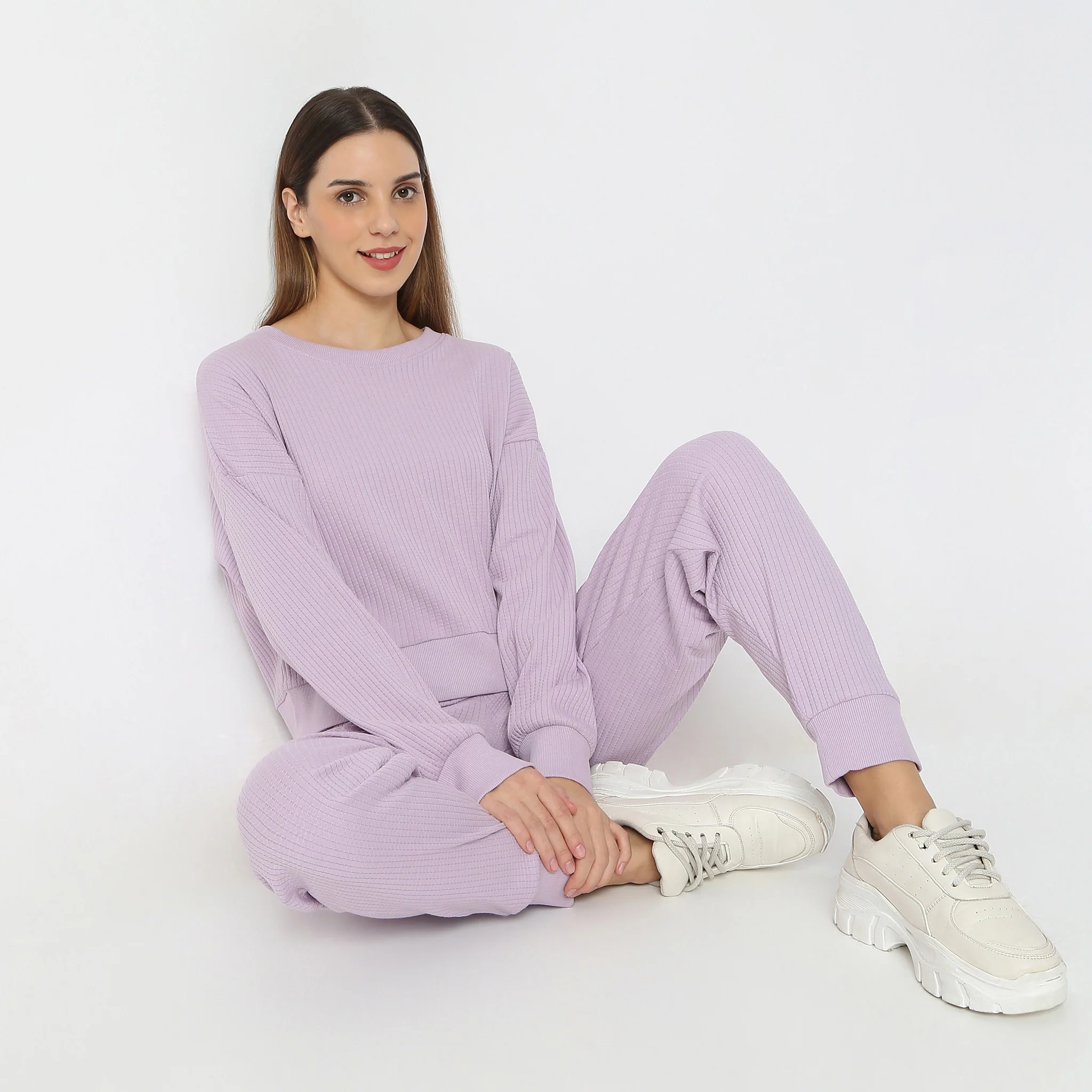 Cropped Solid Round Neck Sweat Tee - Image 6