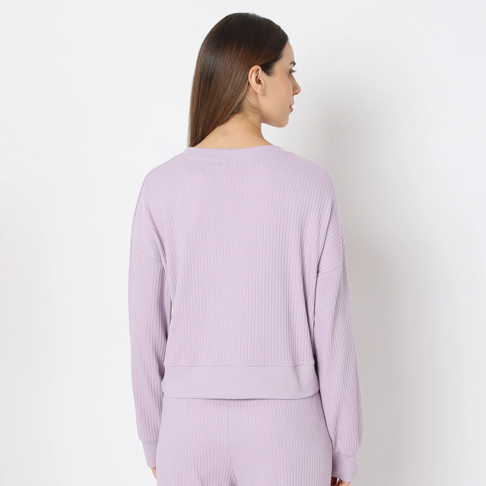 Cropped Solid Round Neck Sweat Tee - Image 8