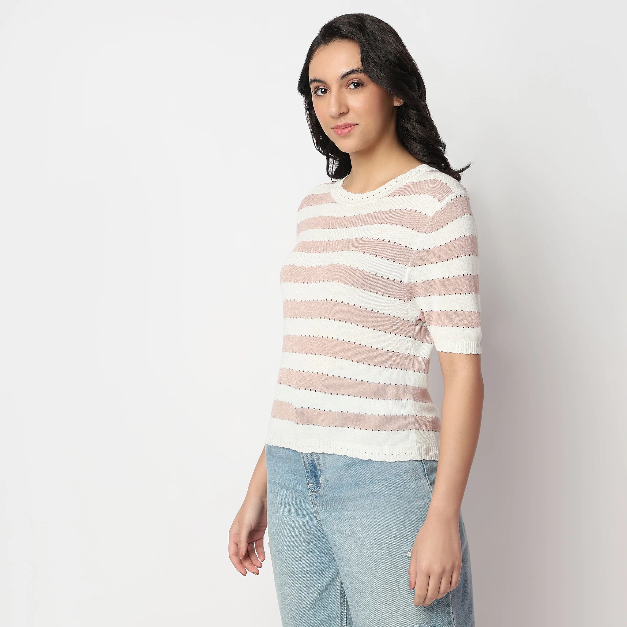 Cropped Striped T-Shirt - Image 5