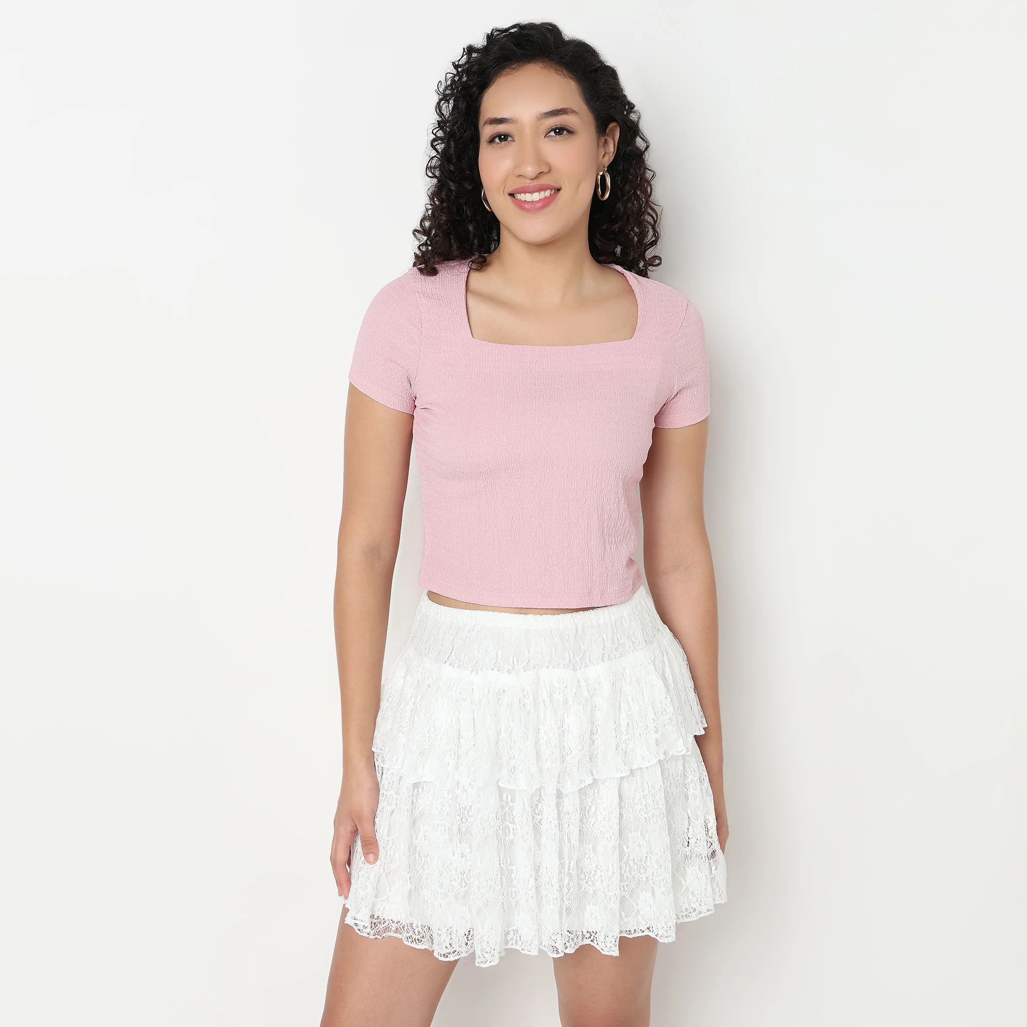 Structured Square Neck Cropped T-Shirt - Image 2