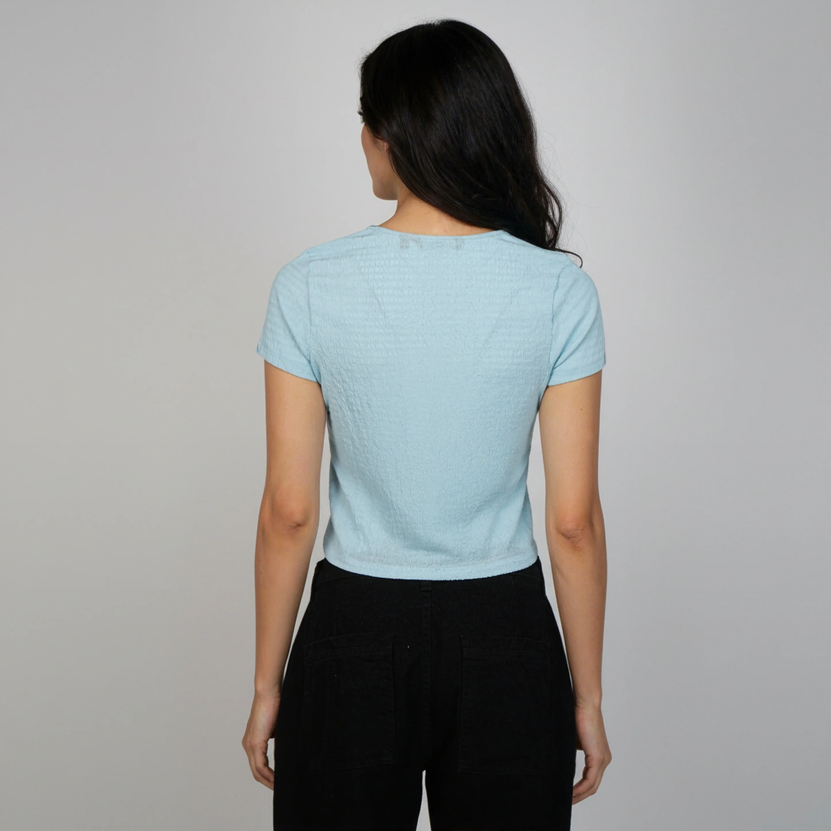 Structured Square Neck Cropped T-Shirt - Image 8