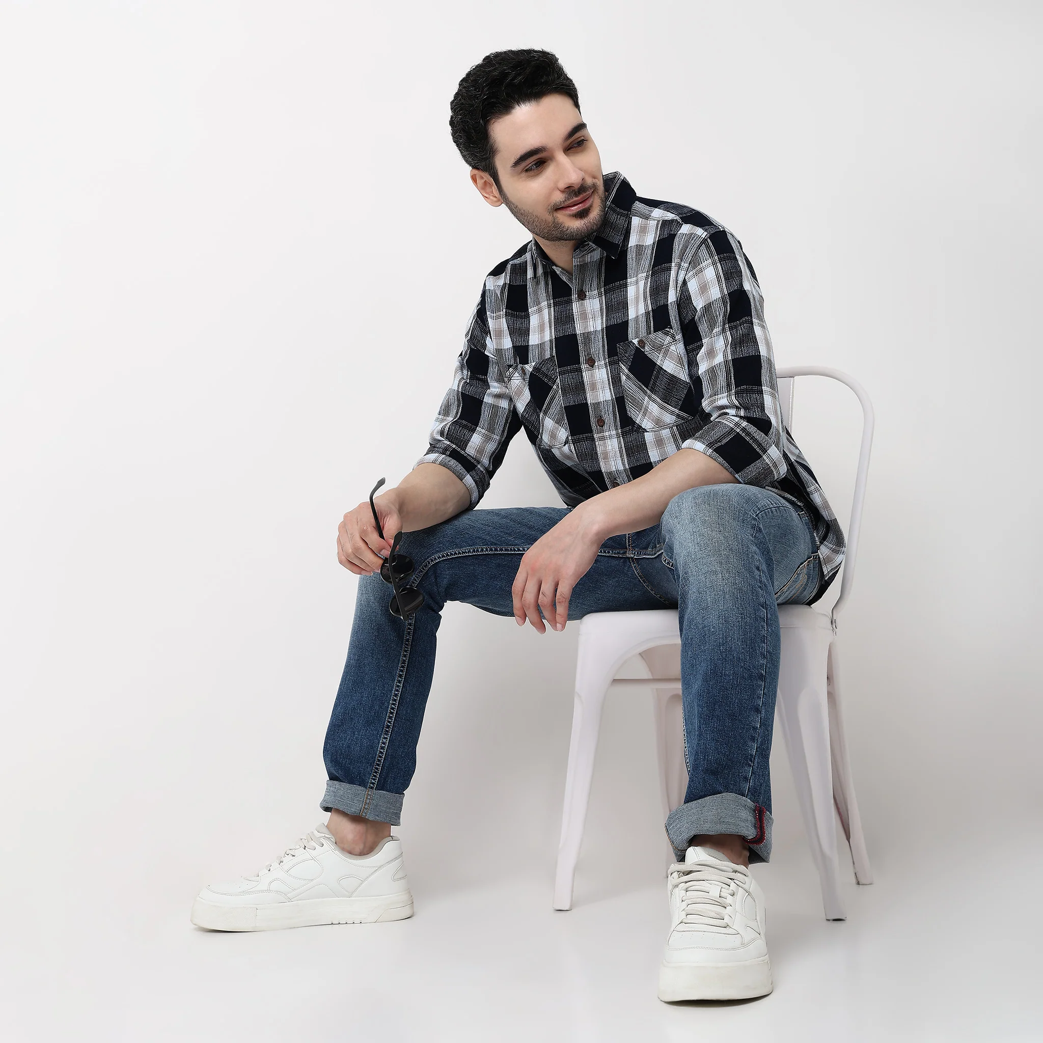 Cruiser Regular Indigo Checkered Shirt