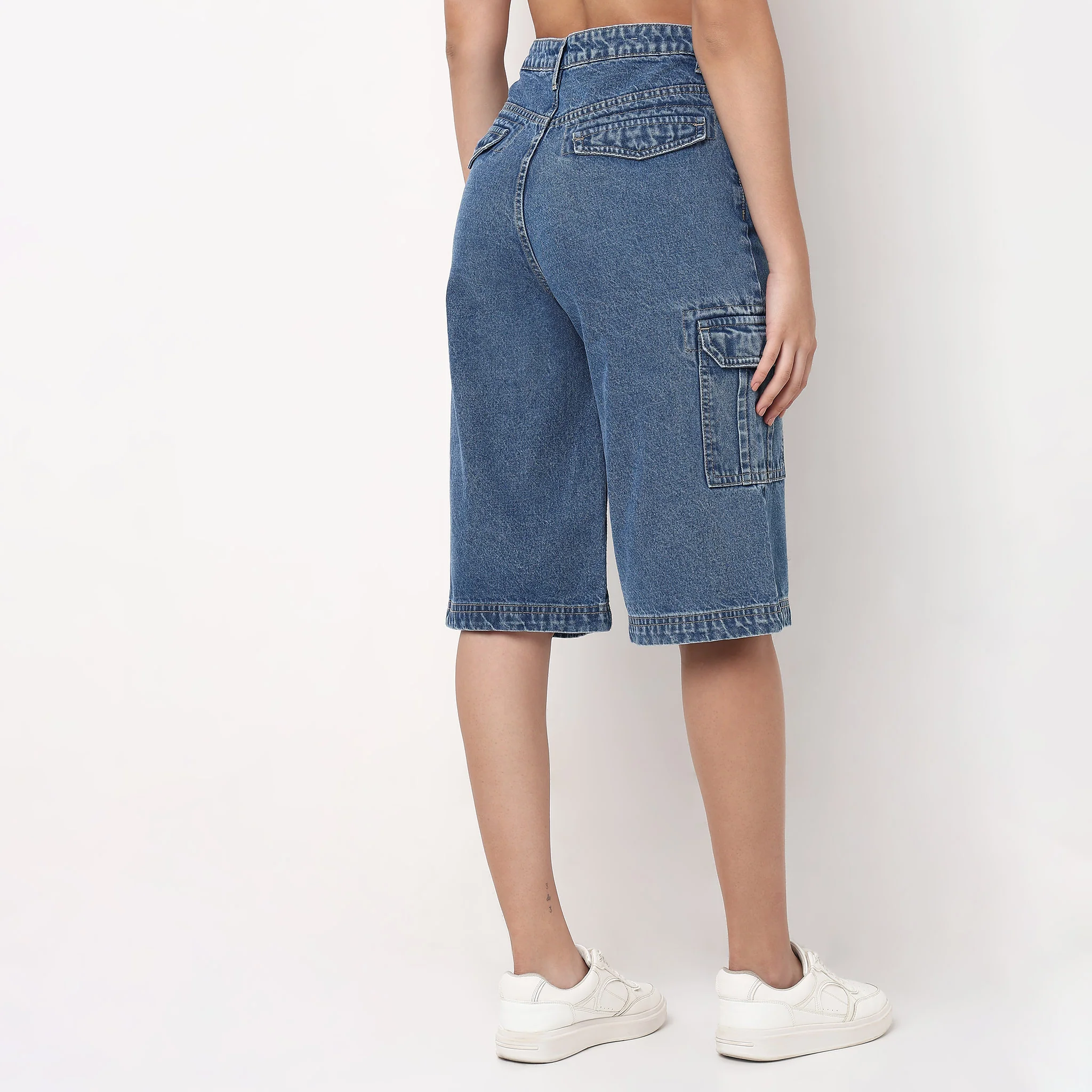 Denim Midstone Color Street Look Cargo JORTS - Image 3