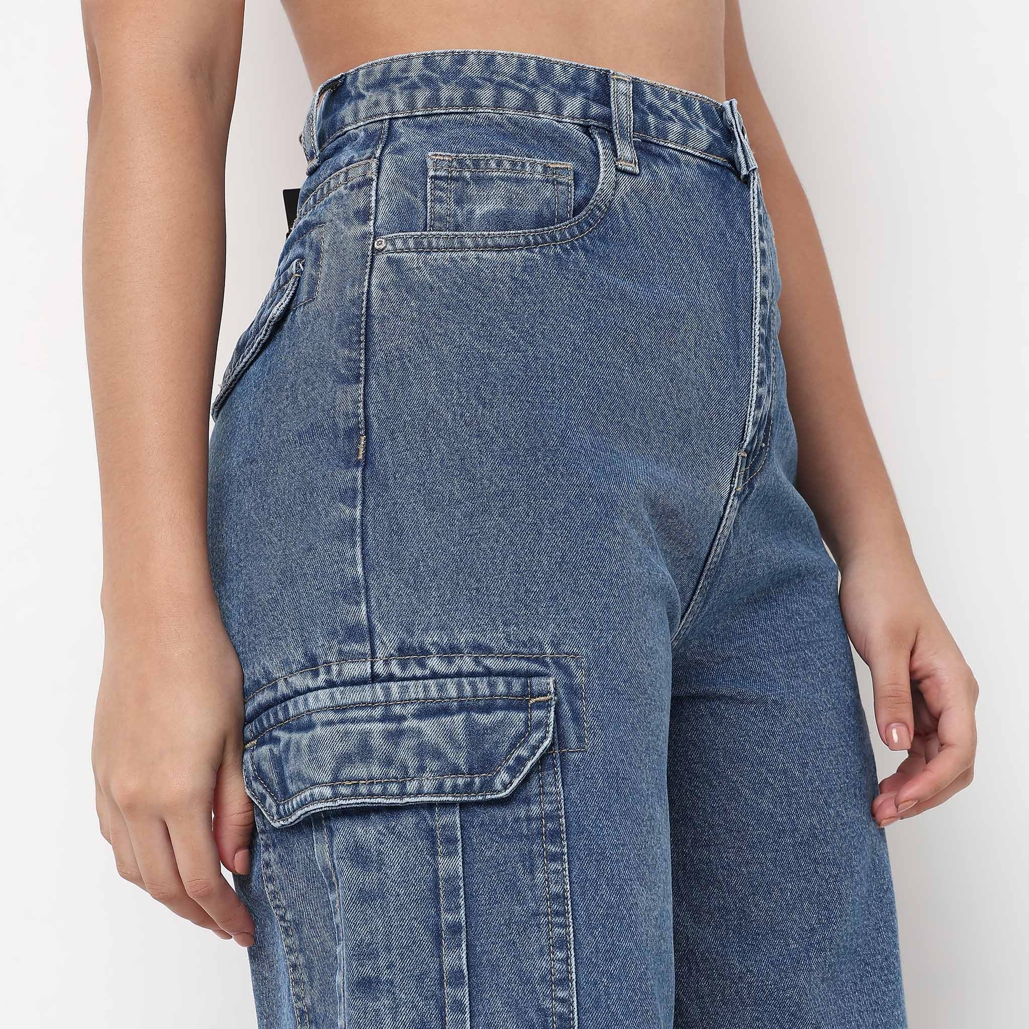 Denim Midstone Color Street Look Cargo JORTS - Image 4