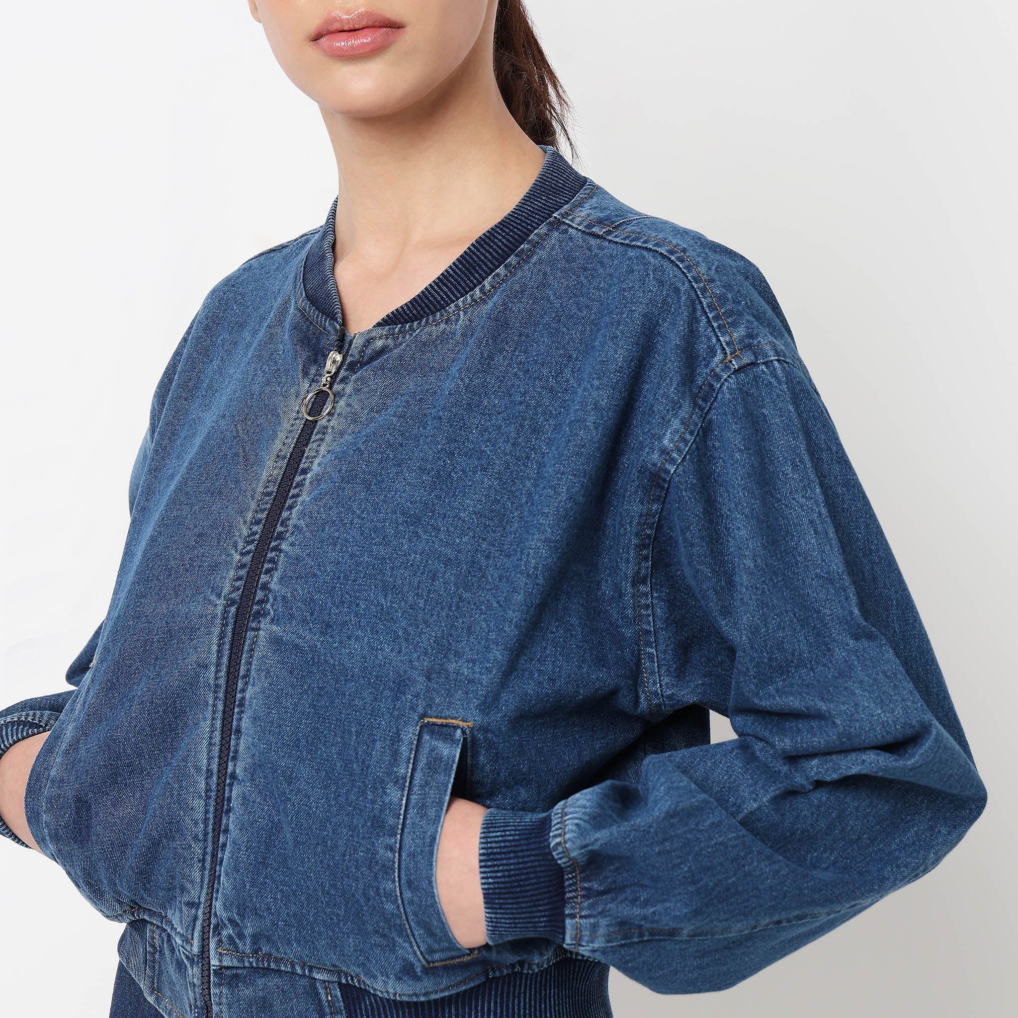 Denim Zipper Casual Jacket - Image 4
