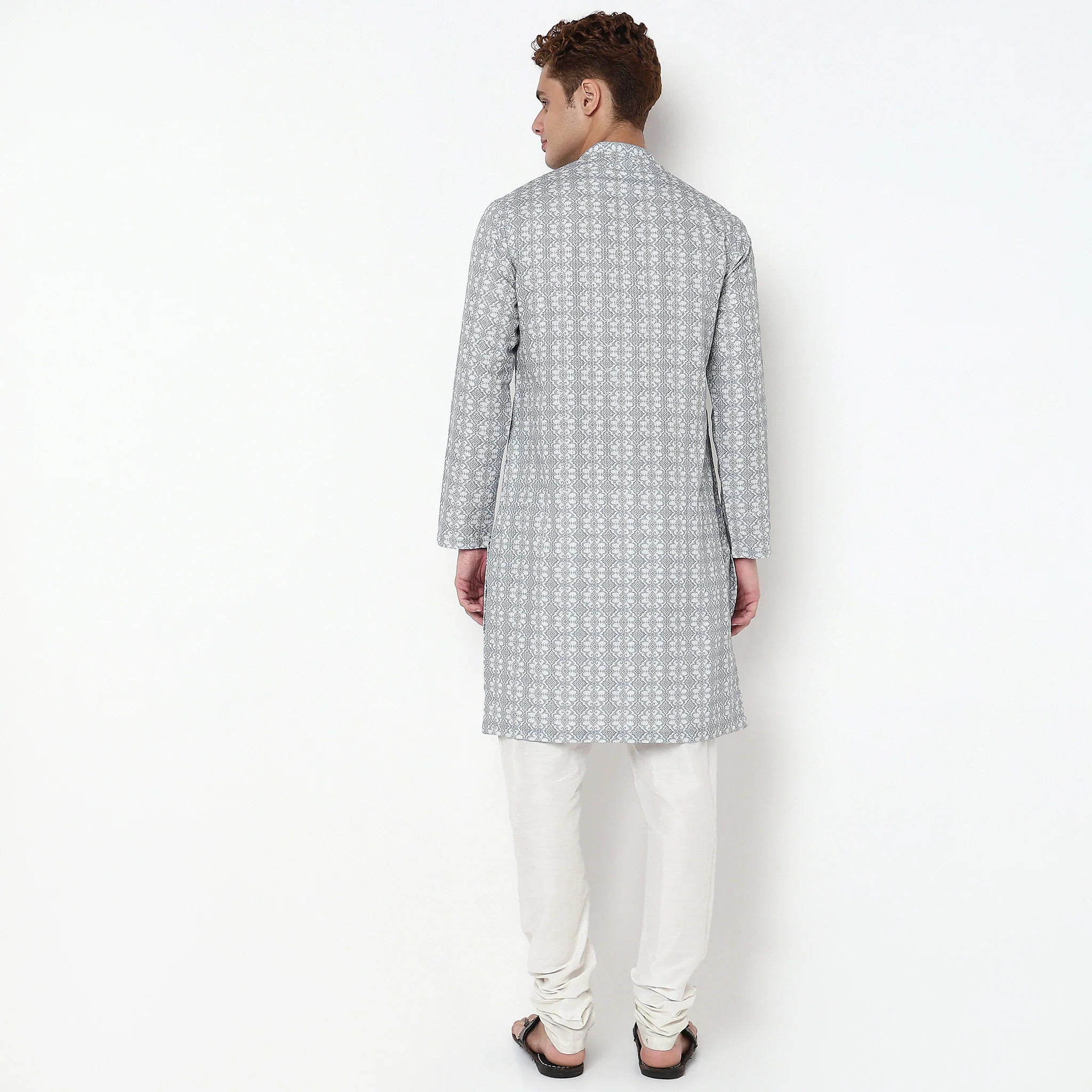 Digital Print Mandarin Collar Long Kurta - Image 3