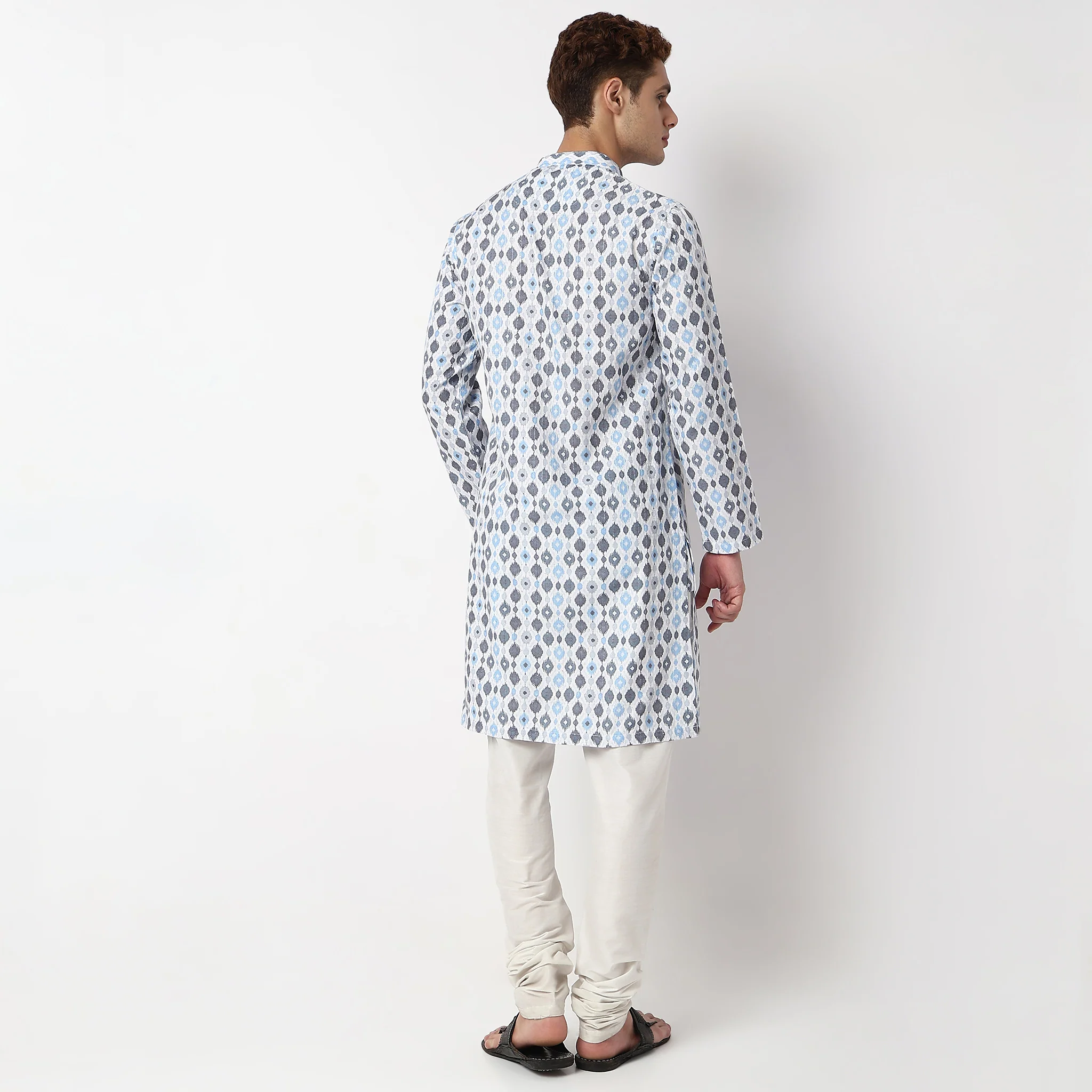 Digital Print Mandarin Collar Long Kurta - Image 3