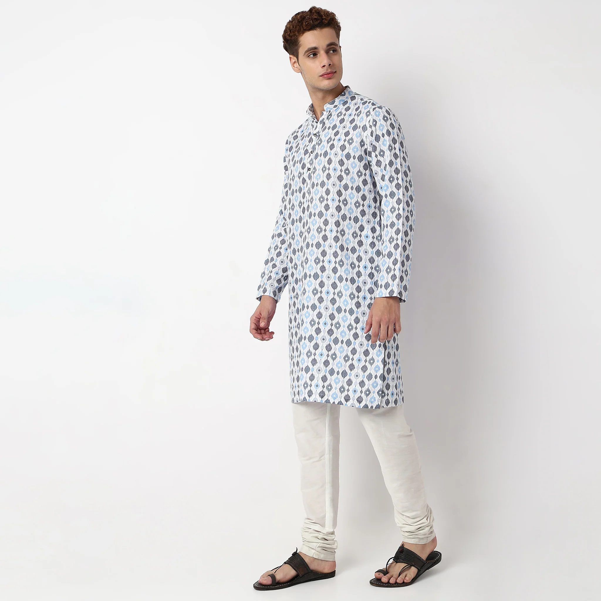 Digital Print Mandarin Collar Long Kurta - Image 5