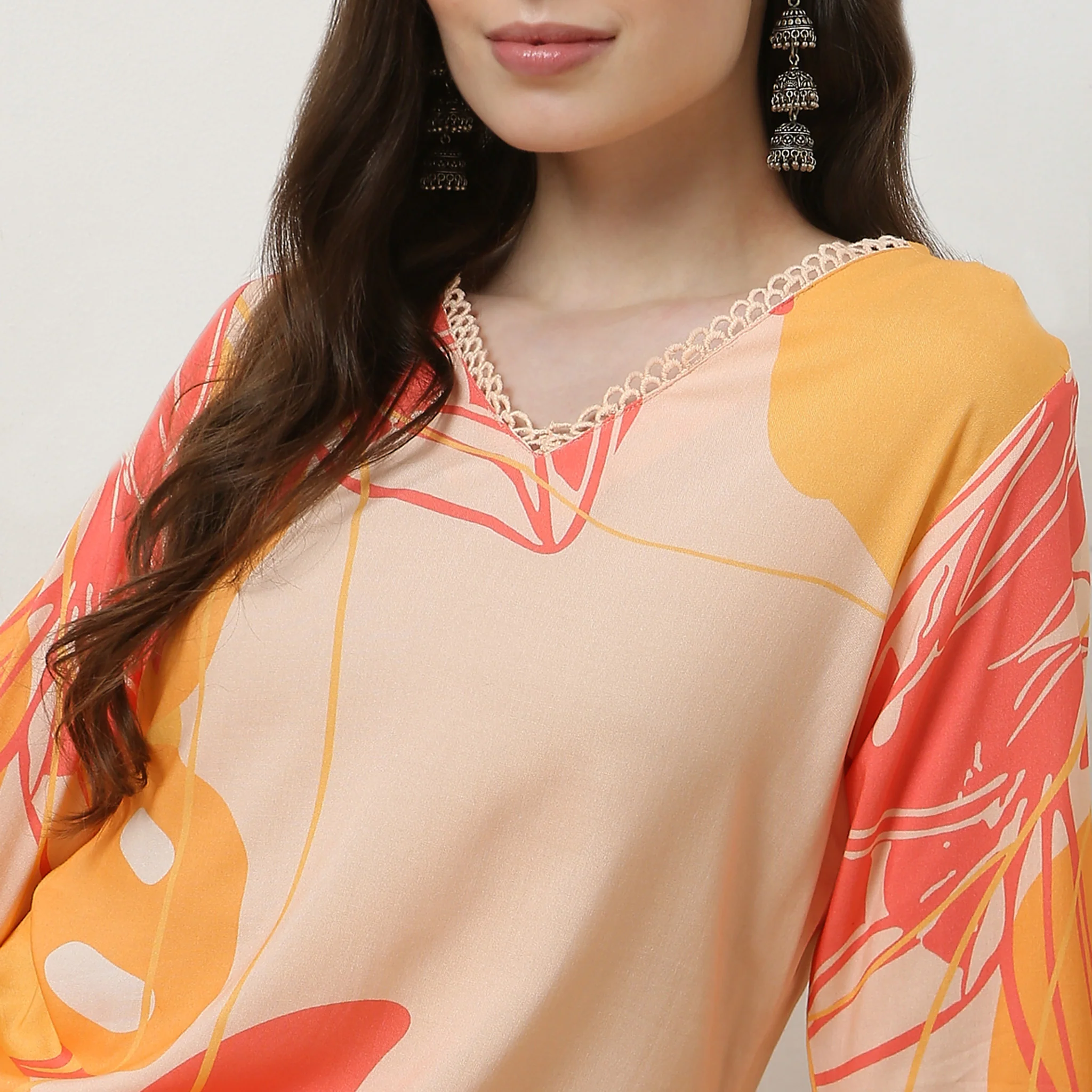 Digital Print V-Neck Straight Kurta - Image 4