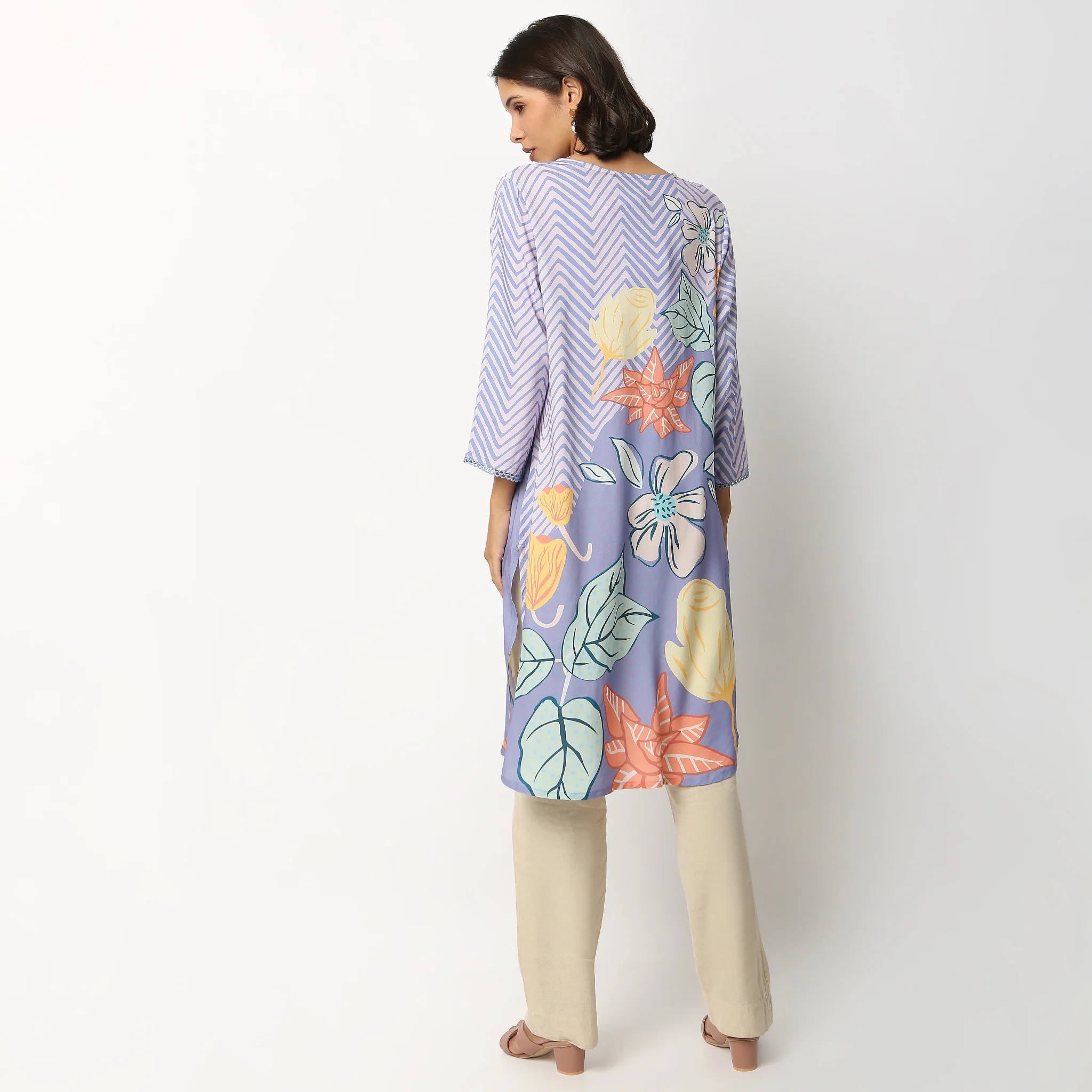 Digital Printed V Neck Kurta - Image 3