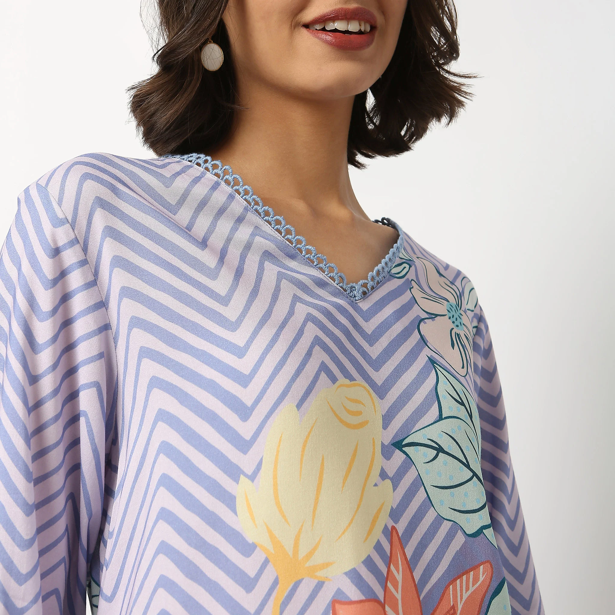 Digital Printed V Neck Kurta - Image 4
