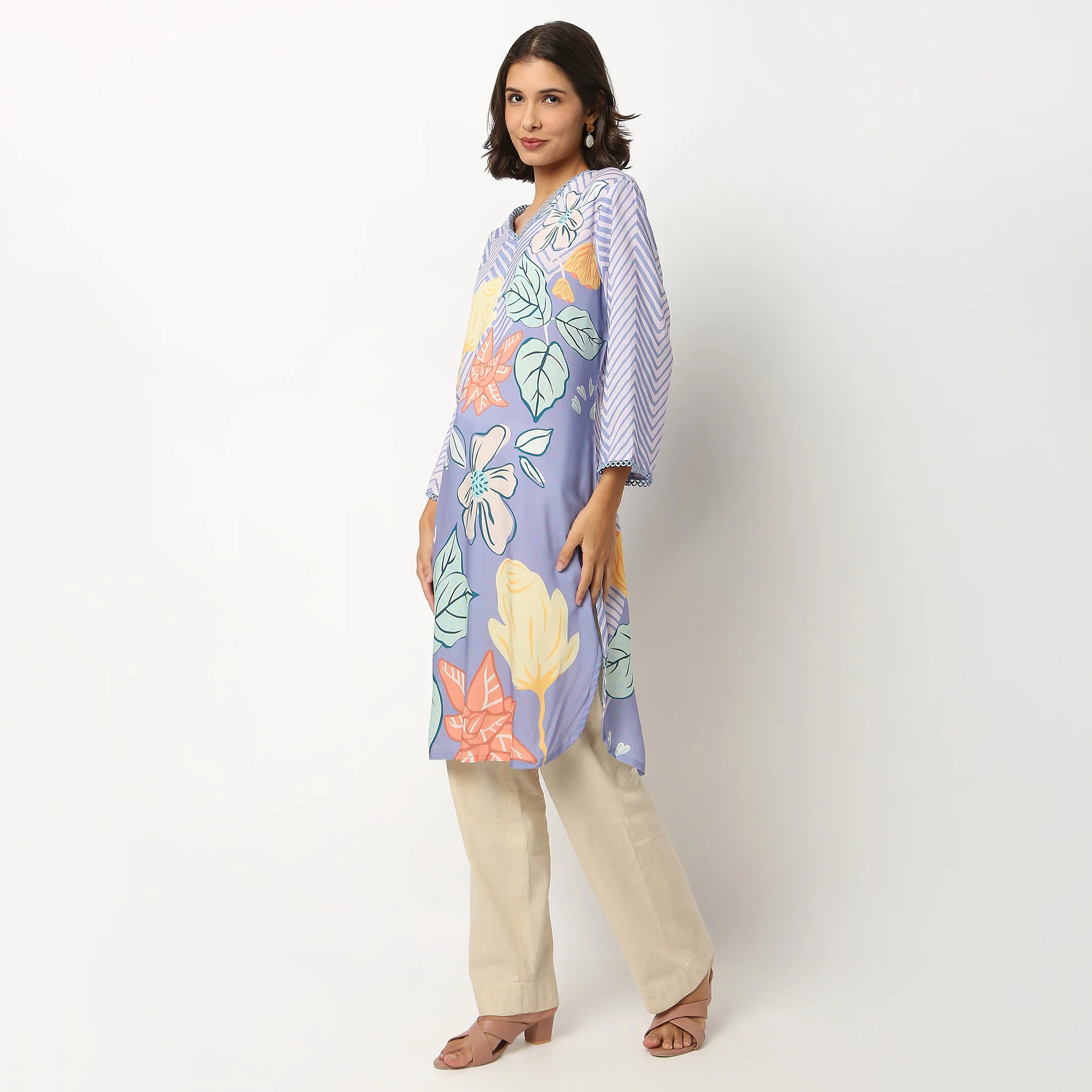 Digital Printed V Neck Kurta - Image 5
