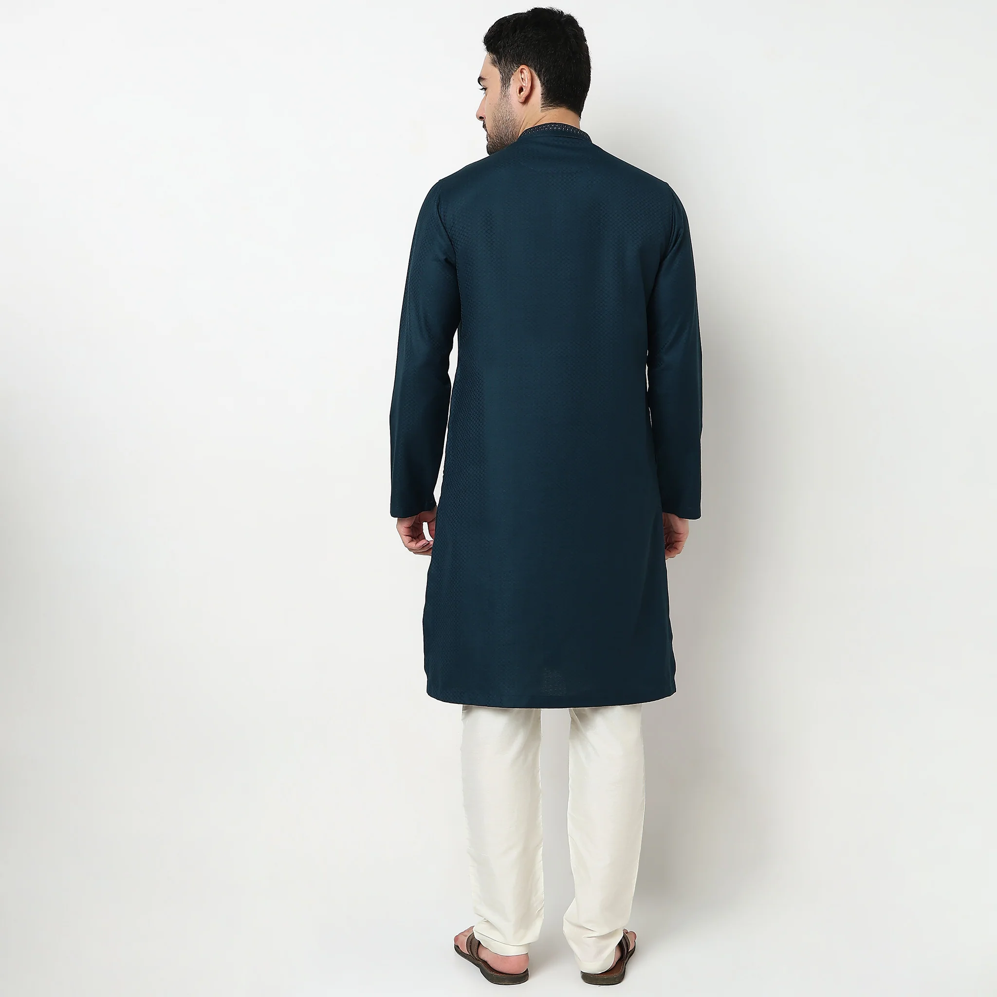 Dobby Jacquard Long Kurta - Image 3