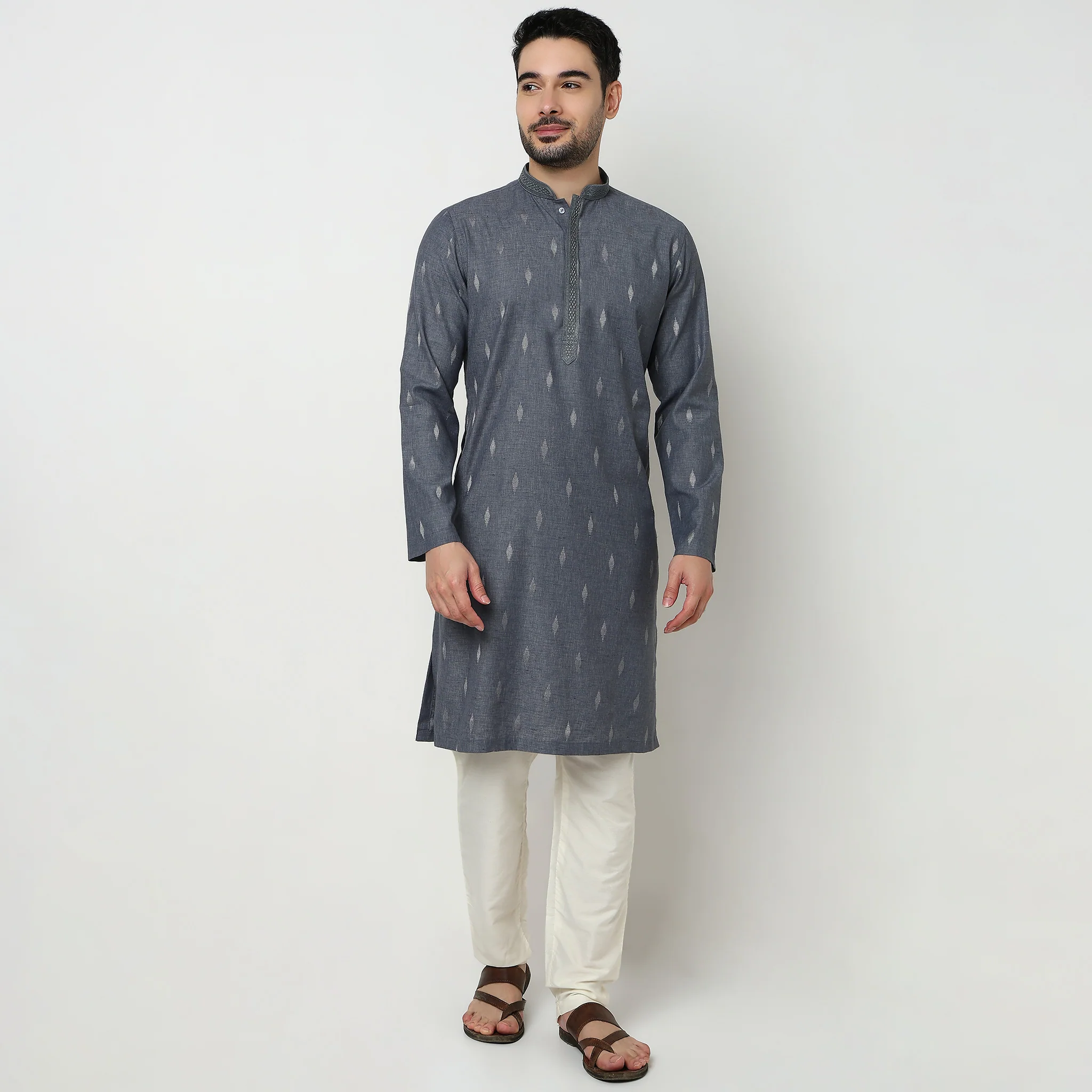 Dobby Jacquard Long Kurta - Image 2