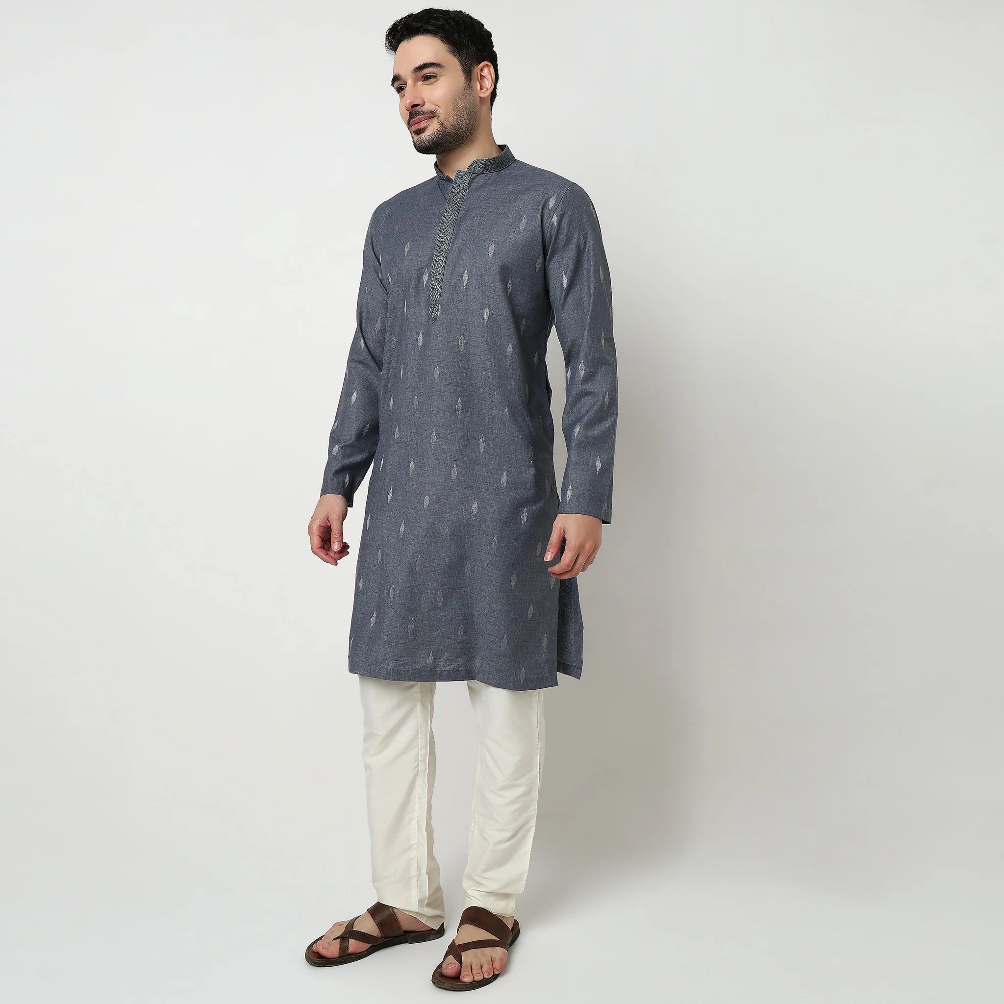 Dobby Jacquard Long Kurta - Image 5