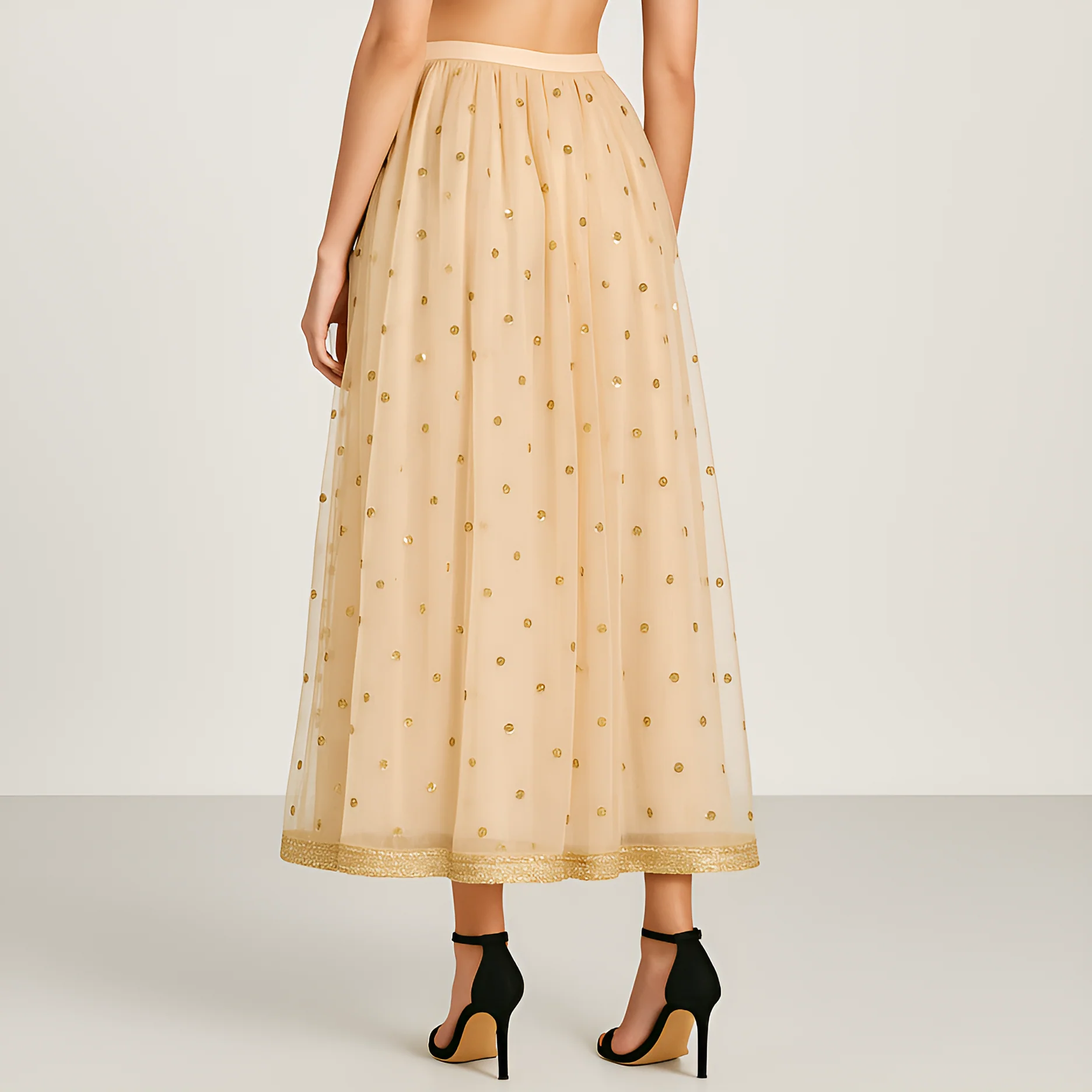 Embellished Below Knee Flared Skirt - Image 3