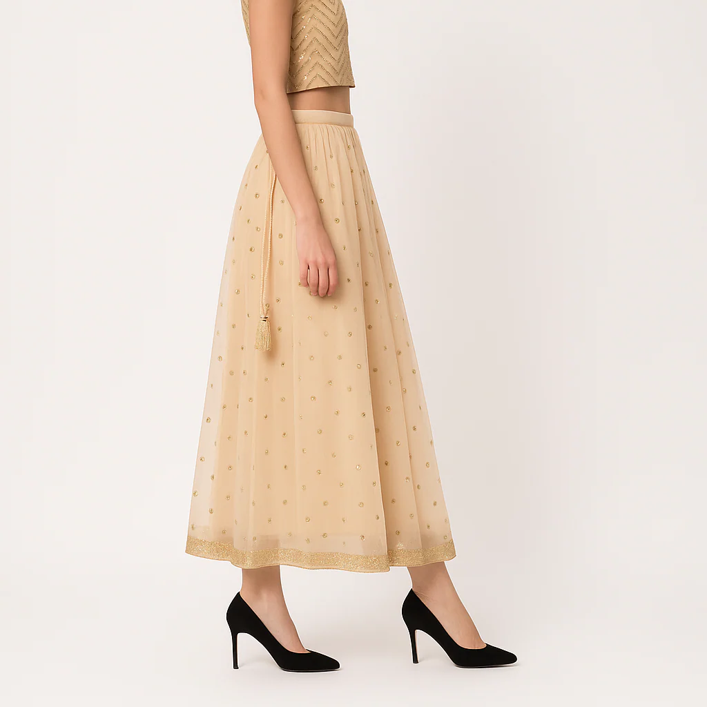 Embellished Below Knee Flared Skirt - Image 4