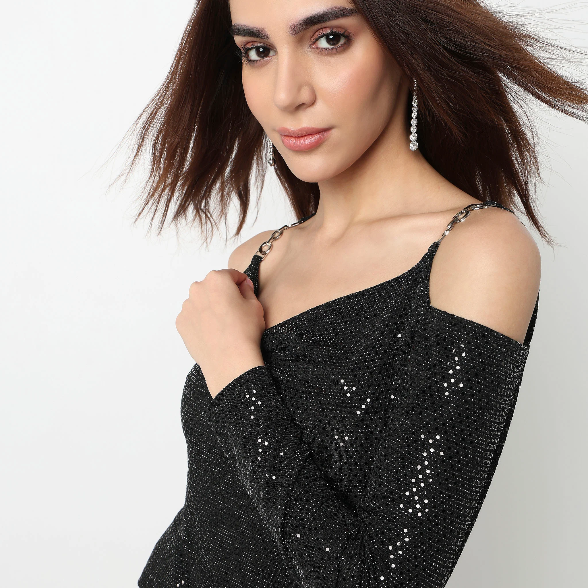 Embellished Cowl Neck Party Top - Image 4