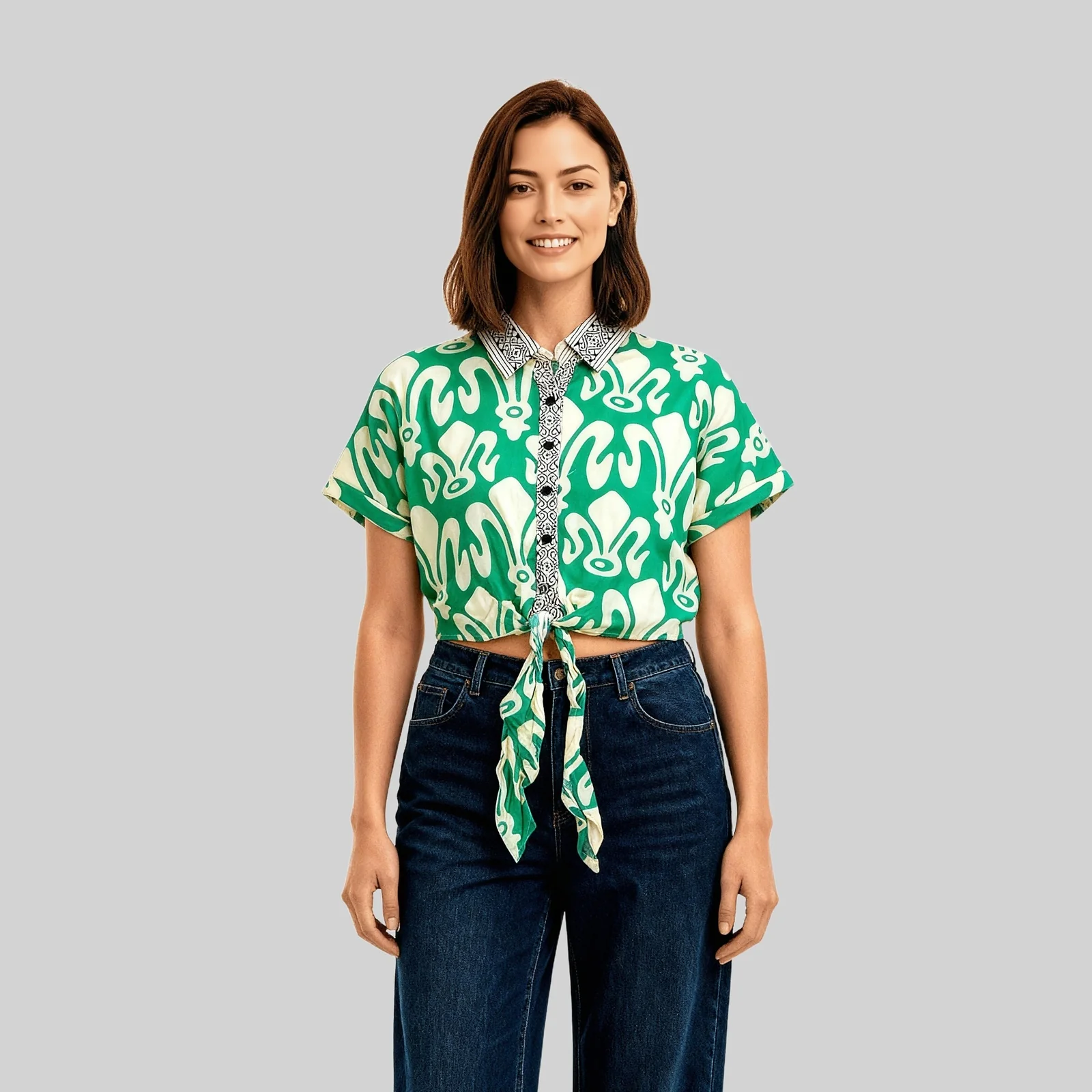 Embellished Lace Crop Top - Image 2
