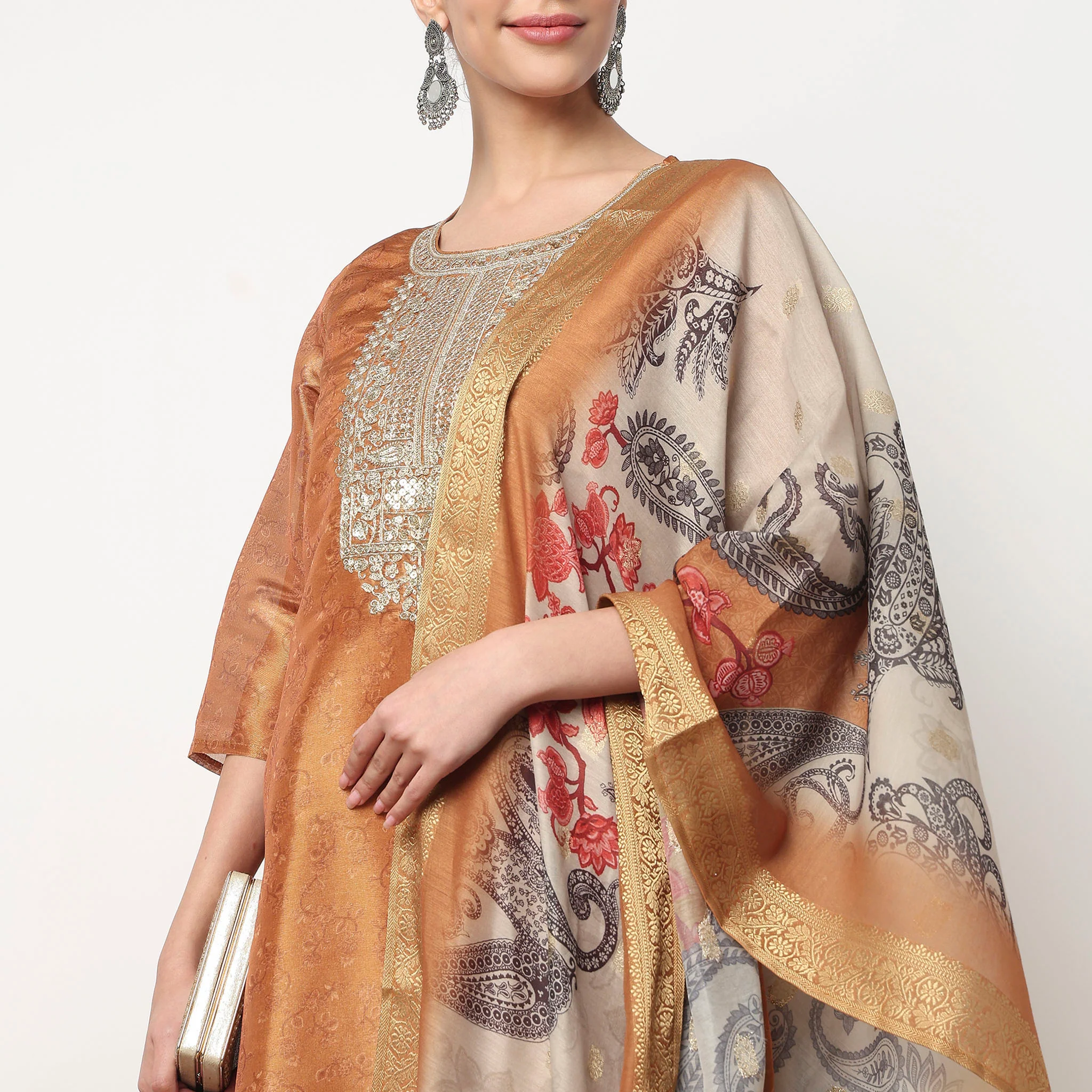 Embellished Straight Kurta with Pant and Dupatta Set - Image 4