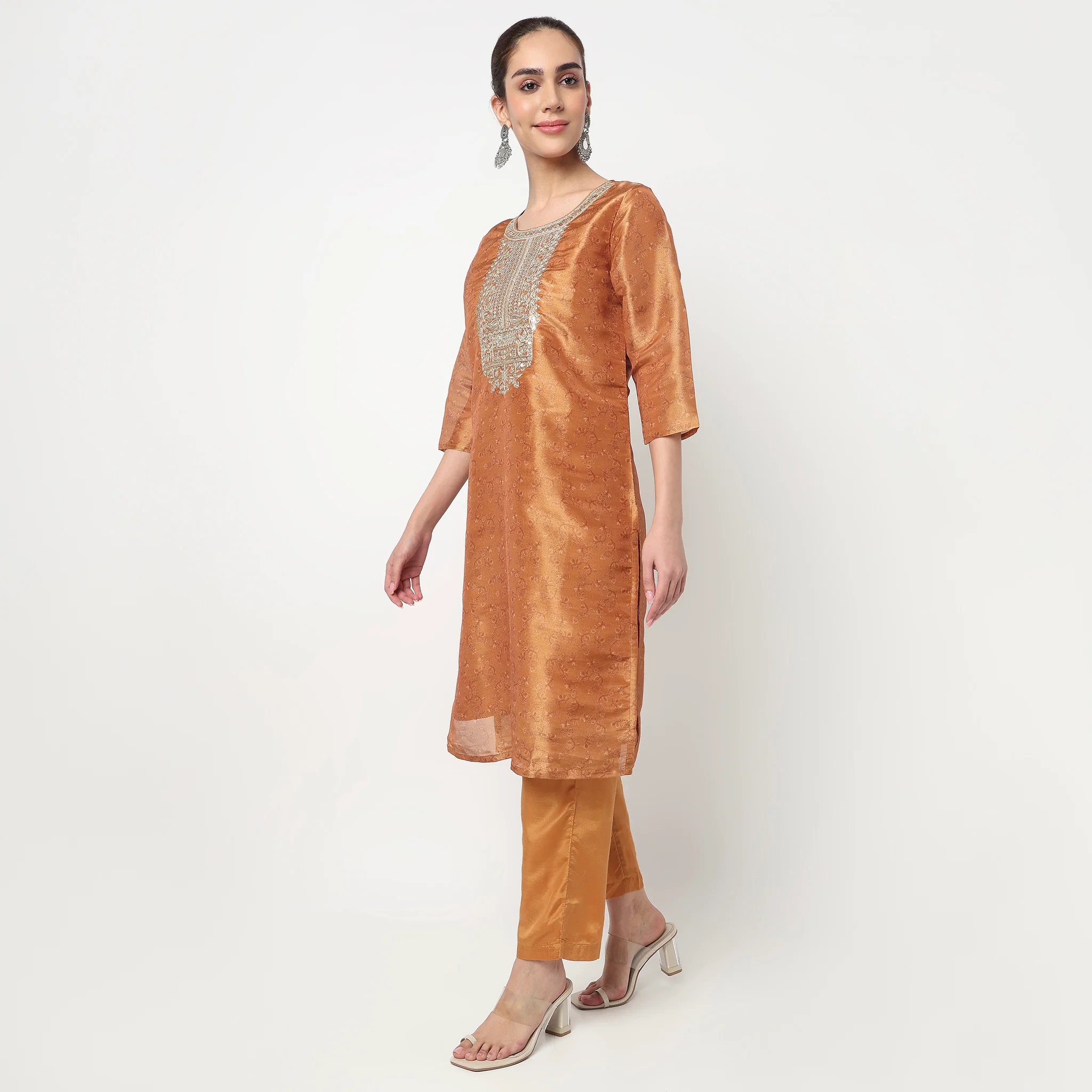 Embellished Straight Kurta with Pant and Dupatta Set - Image 5