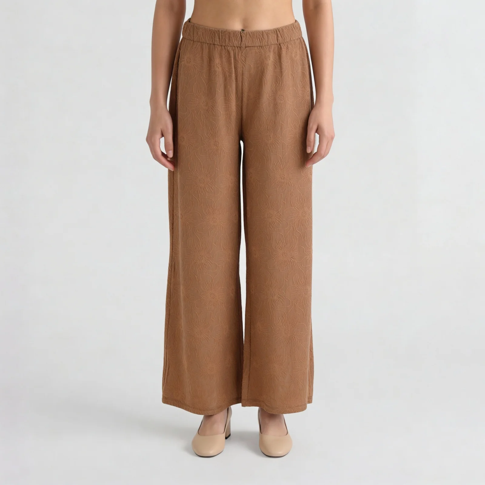 Embroidered Ankle Length Mid Rise Palazzos - Image 2