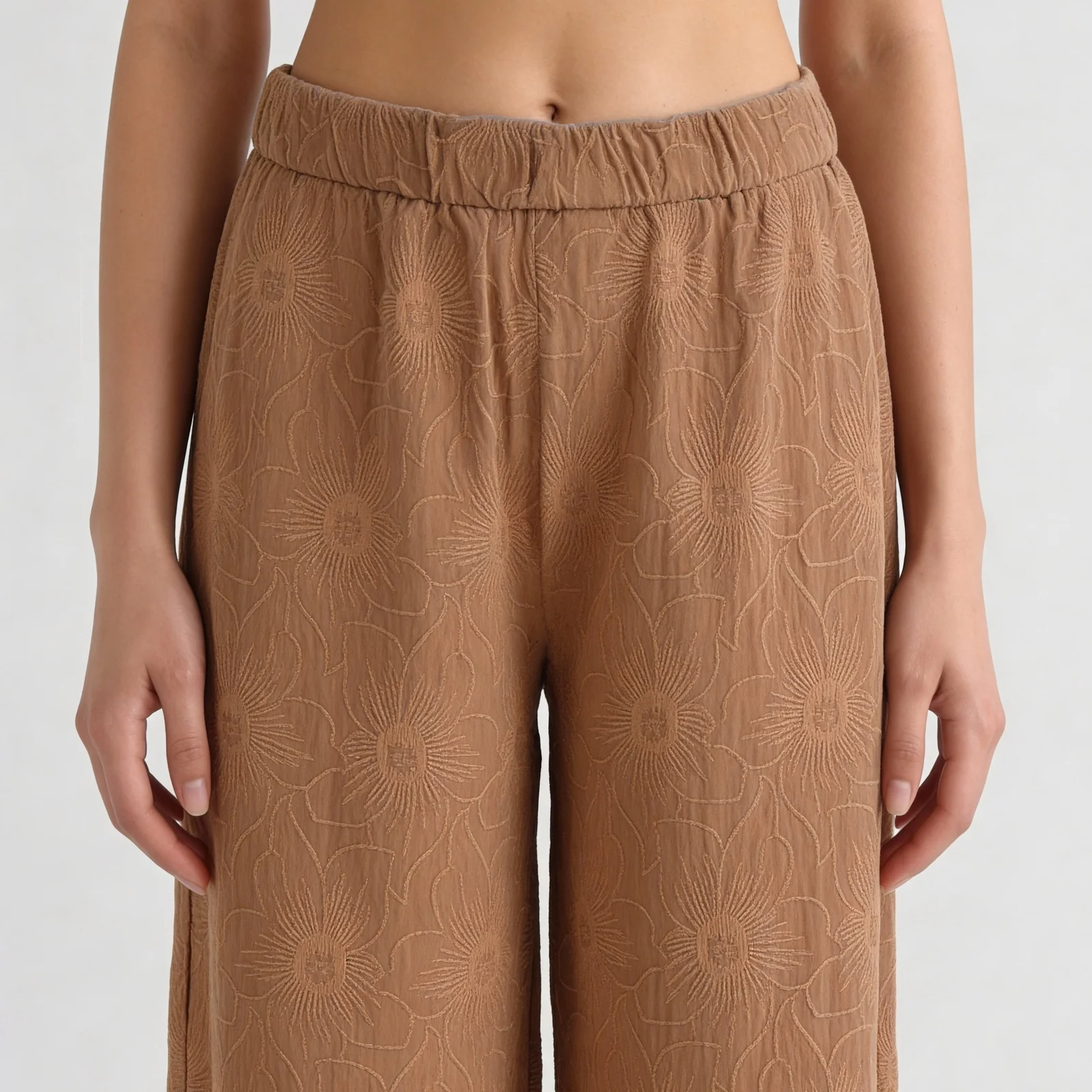 Embroidered Ankle Length Mid Rise Palazzos - Image 4