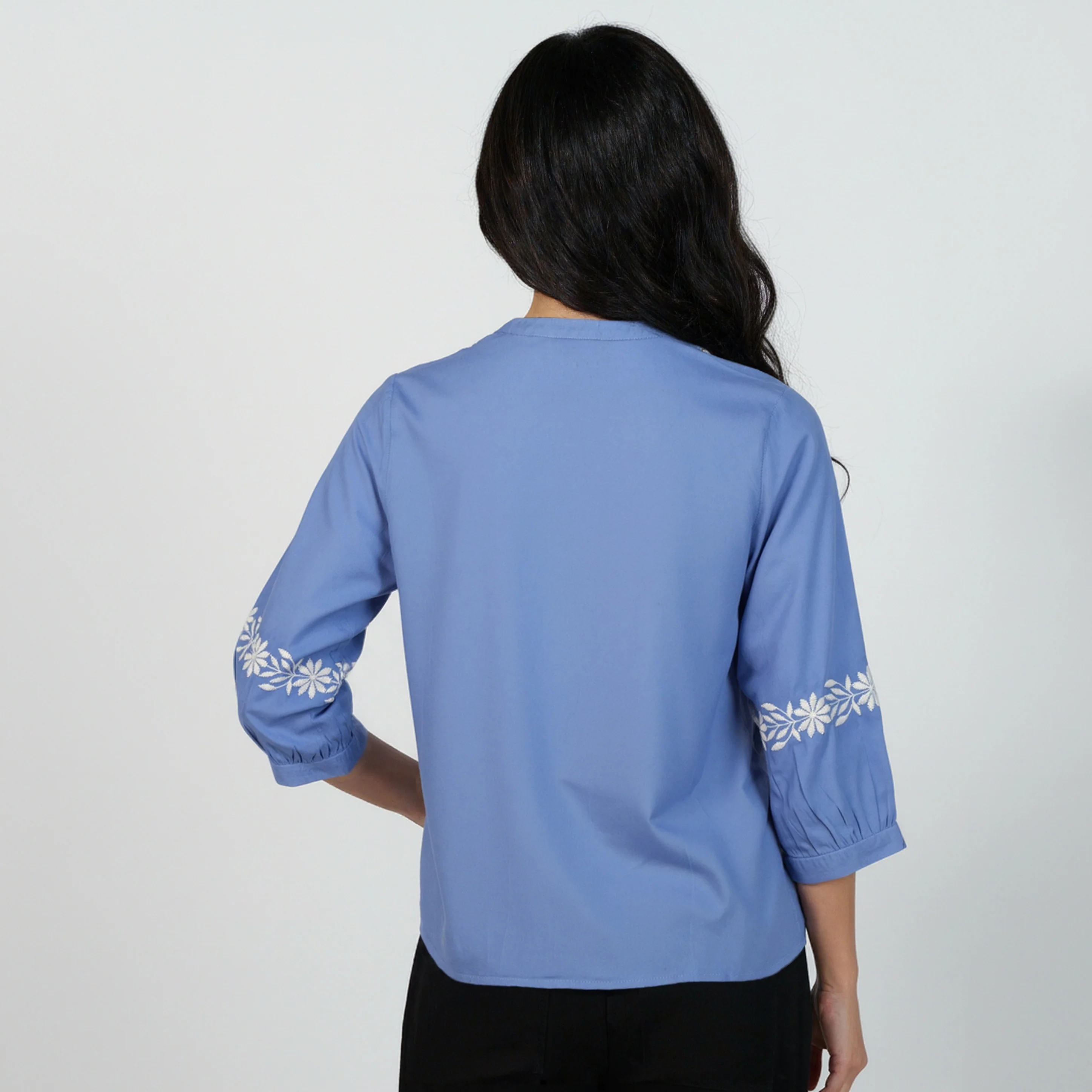 Embroidered Band Neck Top - Image 13