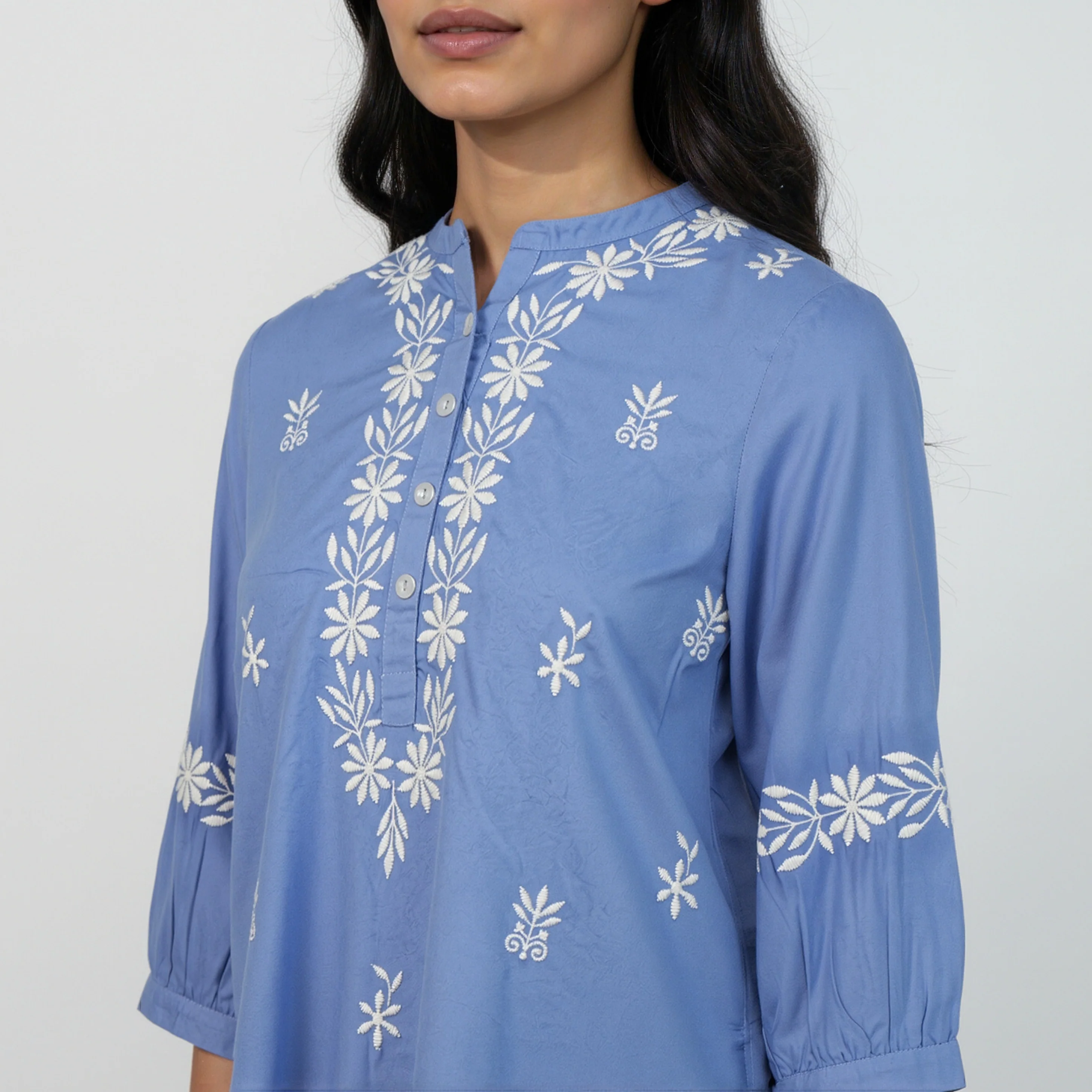 Embroidered Band Neck Top - Image 14