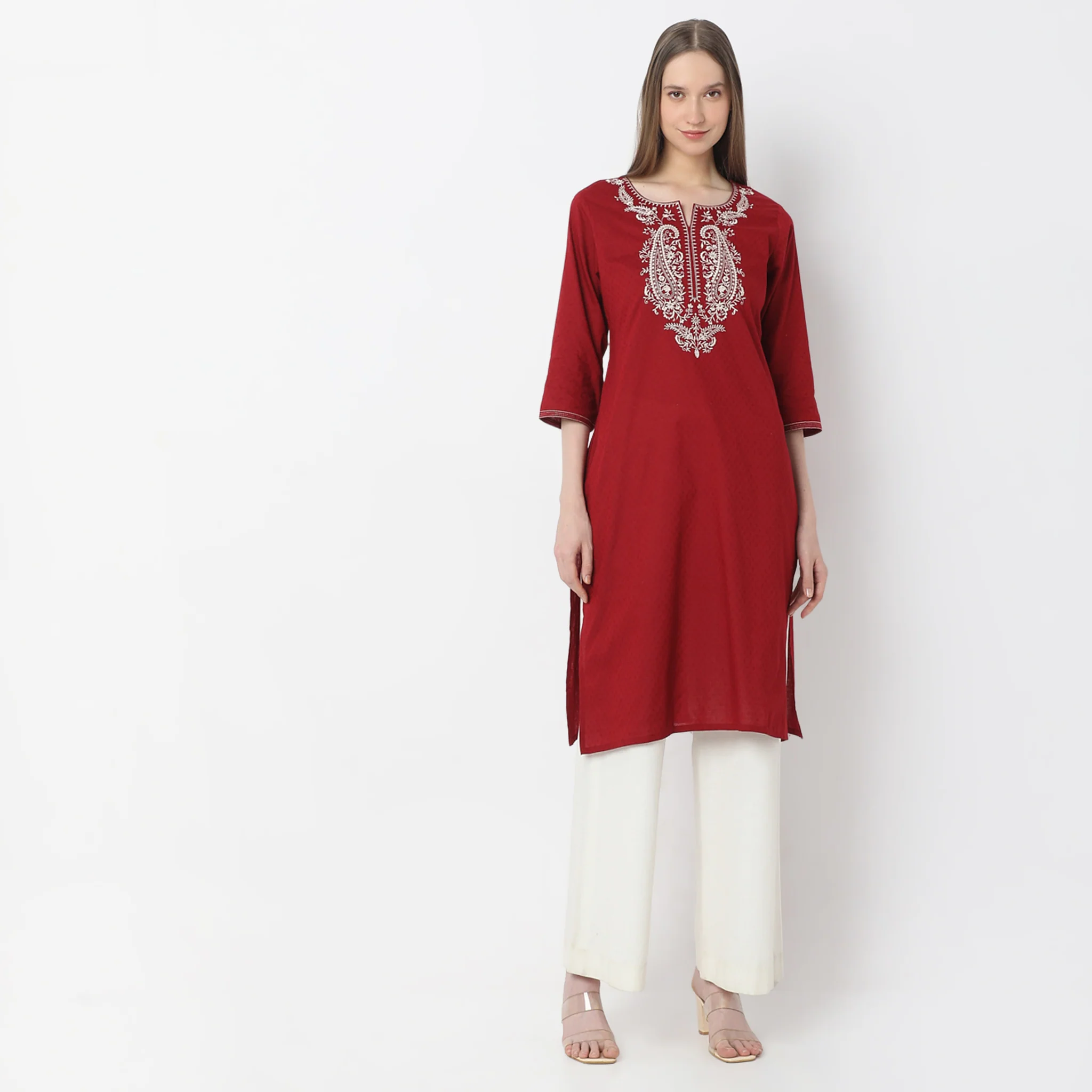 Embroidered Straight Kurta - Image 7