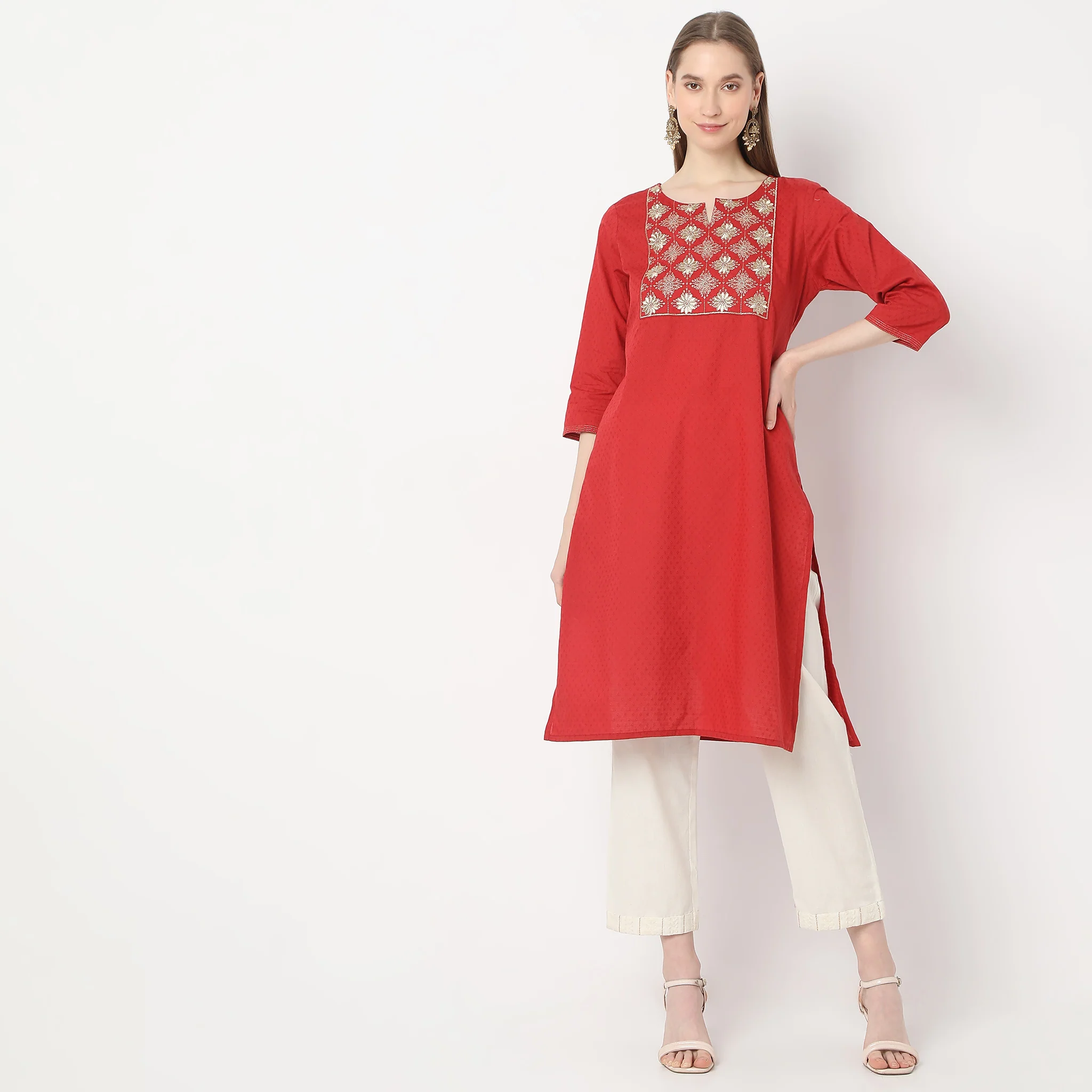 Embroidered Straight Kurta - Image 2