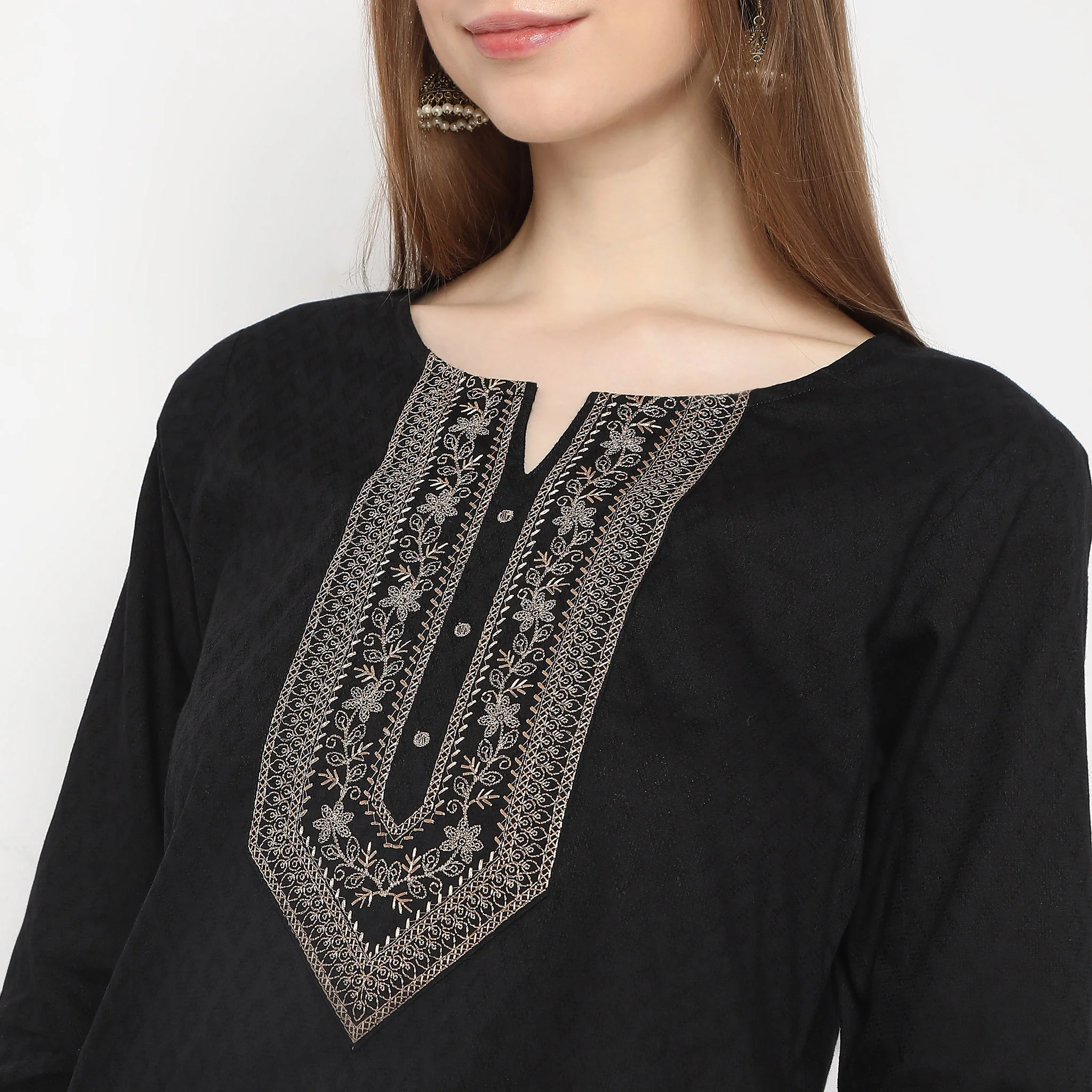 Embroidered Straight Kurta - Image 4