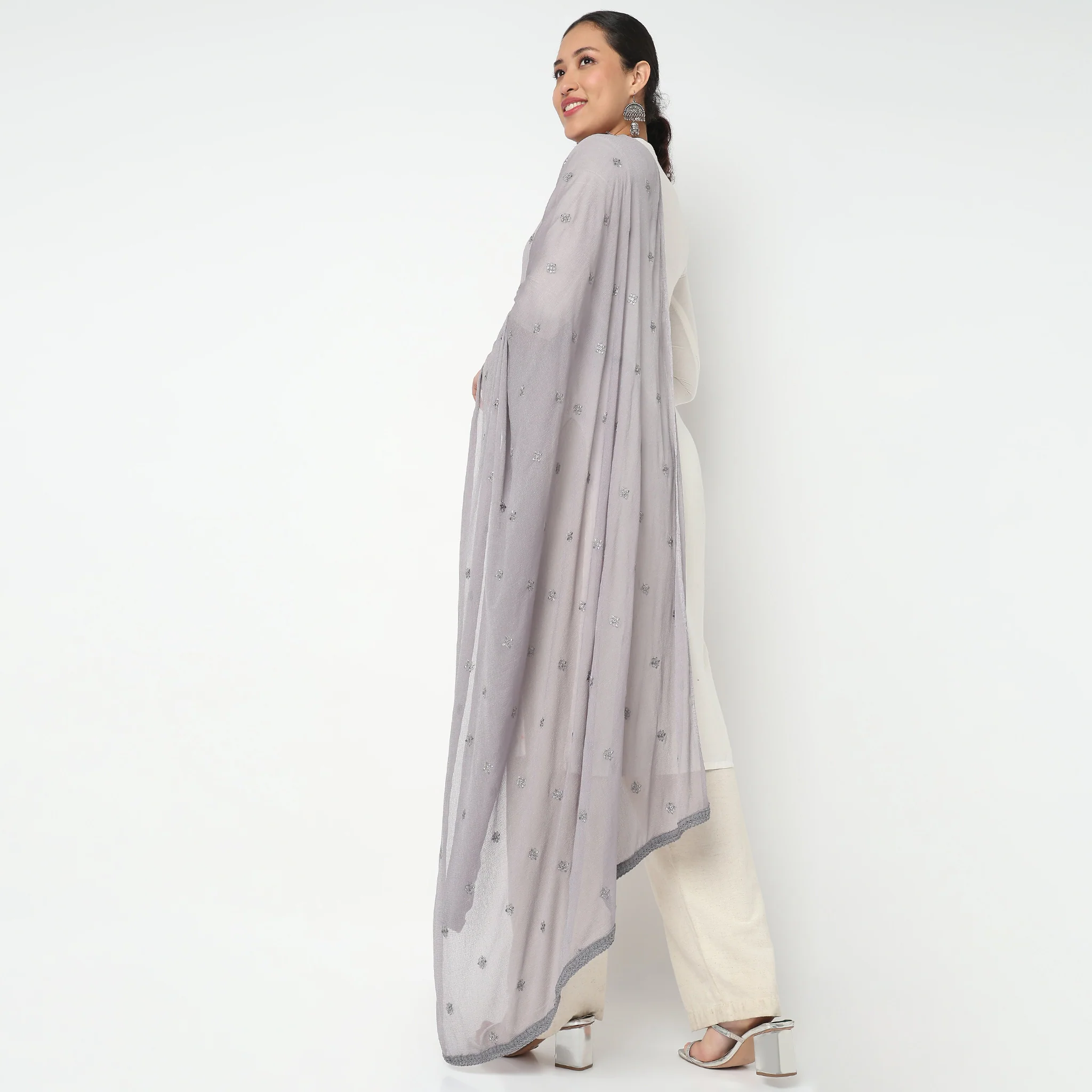 Embroidered Chiffon Dupatta - Image 2