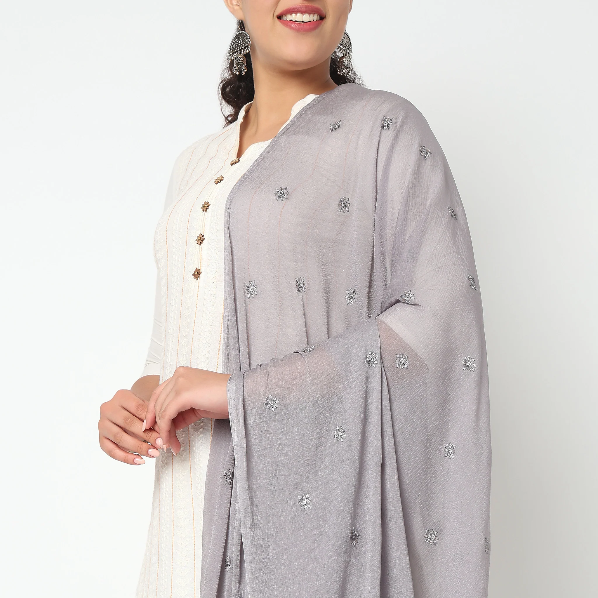 Embroidered Chiffon Dupatta - Image 3