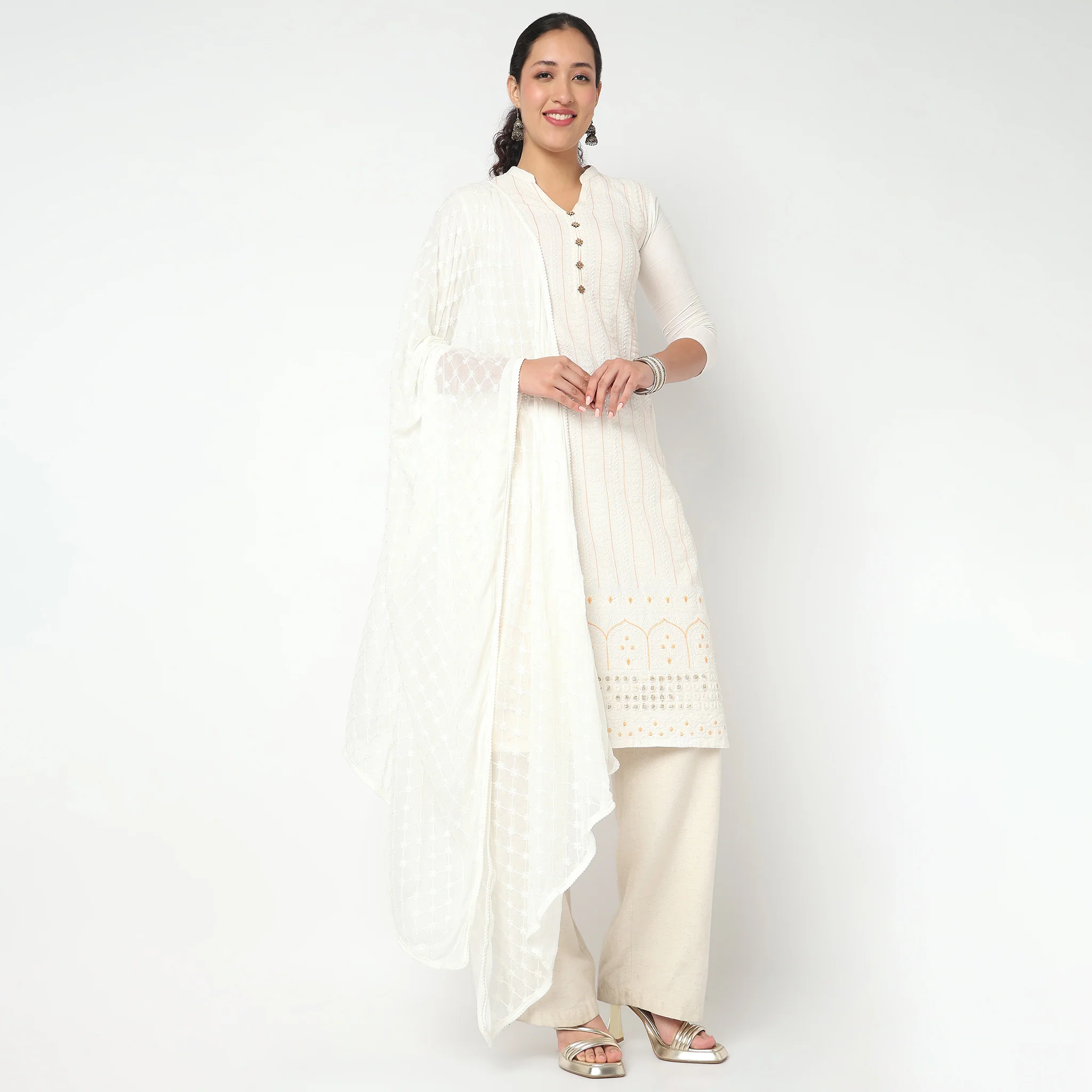 Embroidered Chiffon Dupatta - Image 4