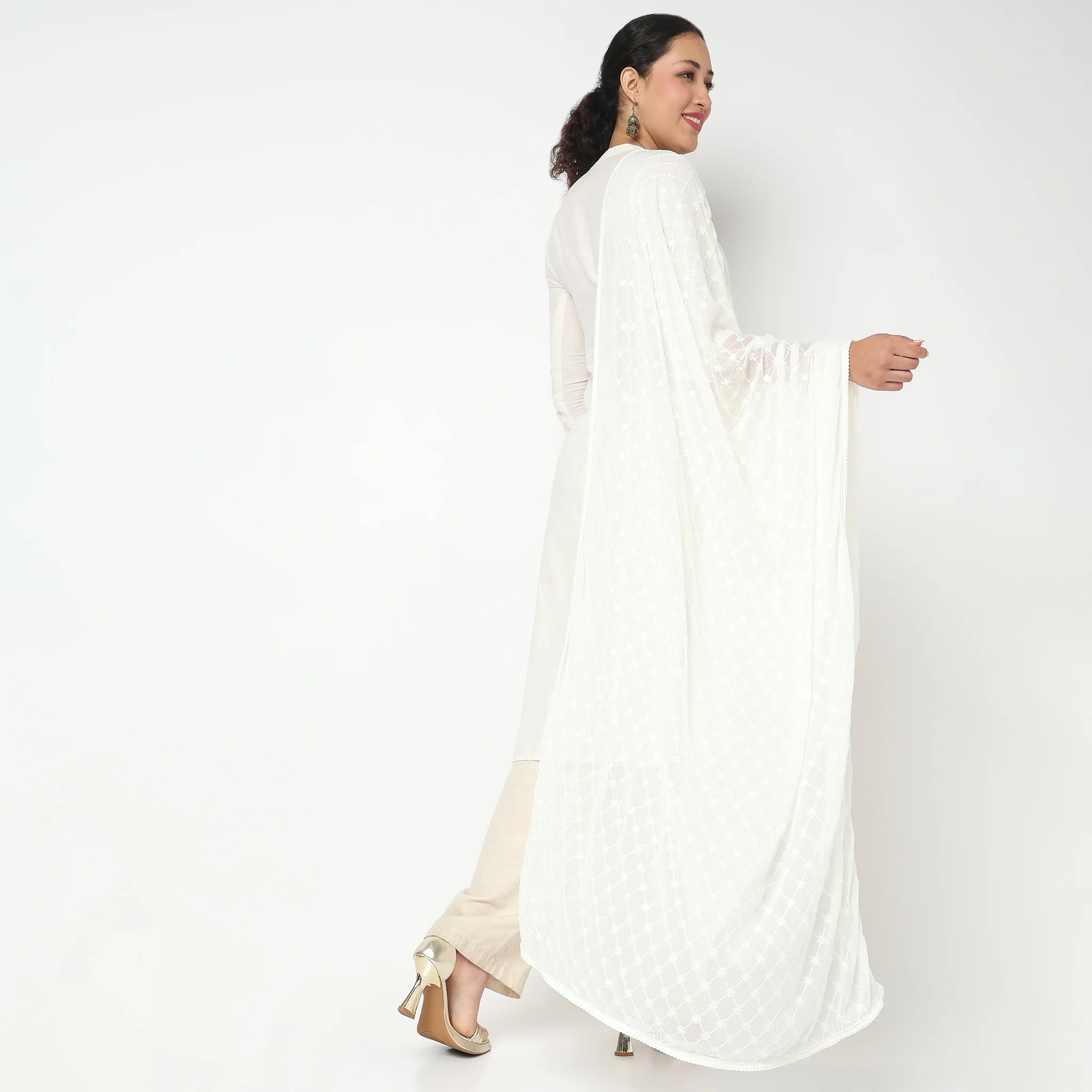 Embroidered Chiffon Dupatta - Image 5