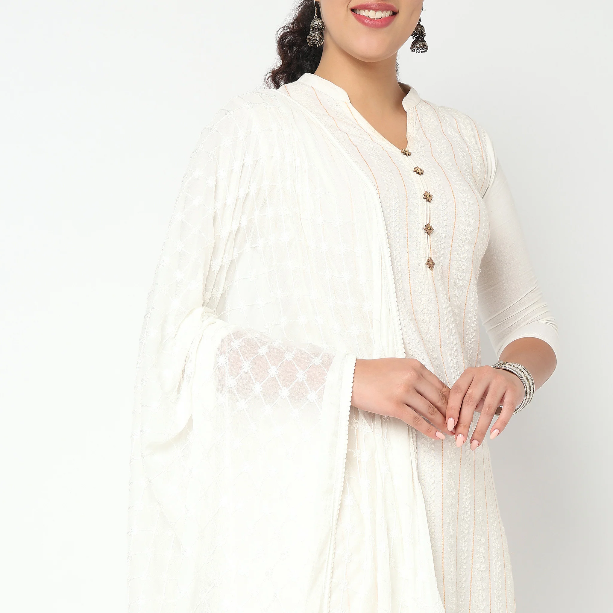 Embroidered Chiffon Dupatta - Image 6