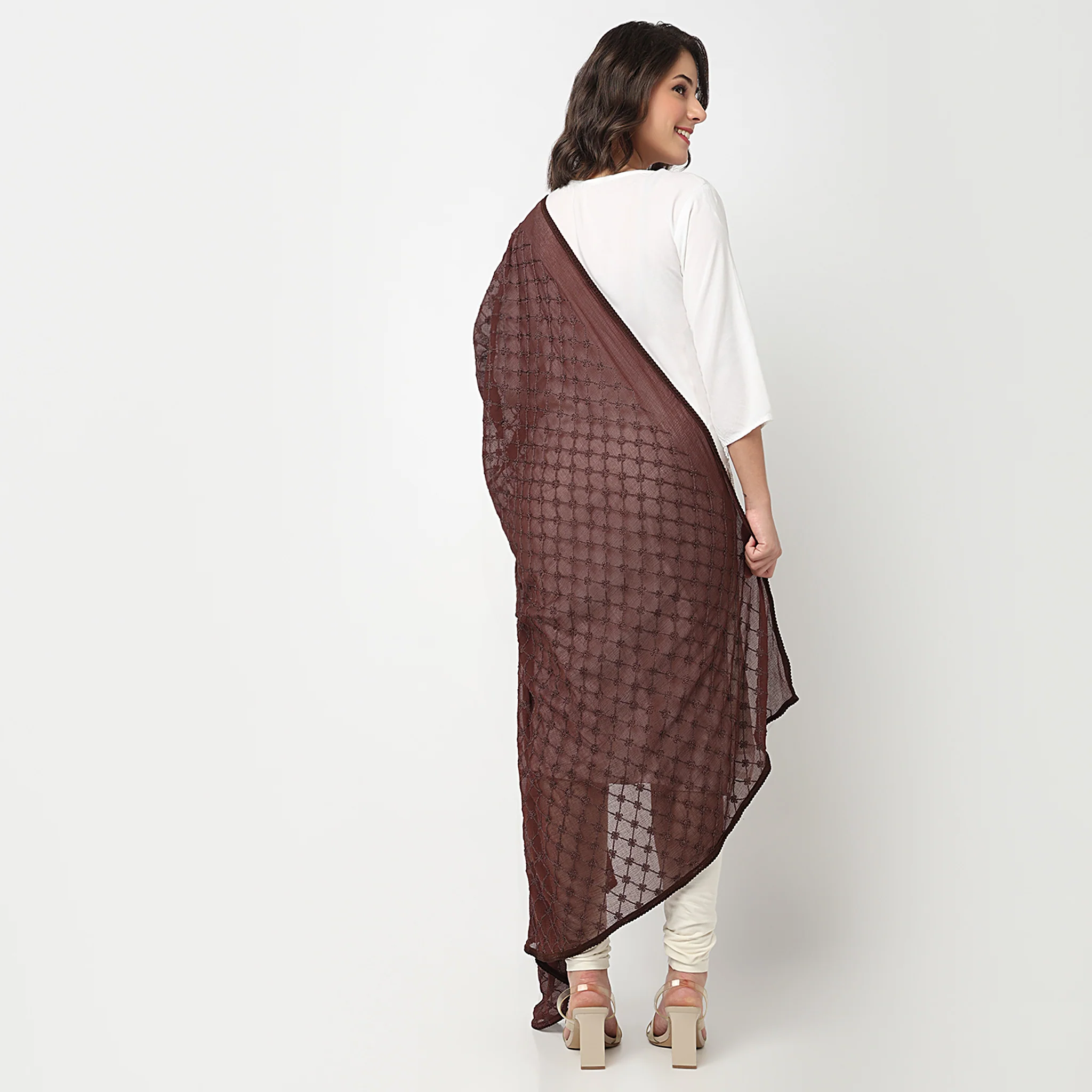 Embroidered Chiffon Dupatta - Image 9
