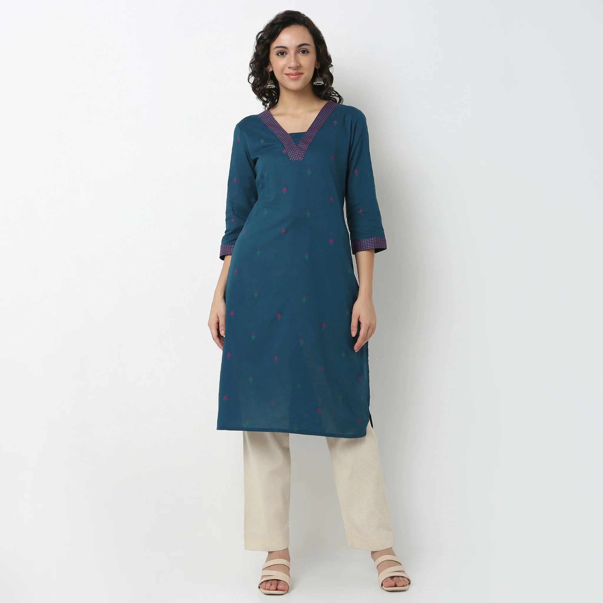 V-Neck Long Kurta - Image 2