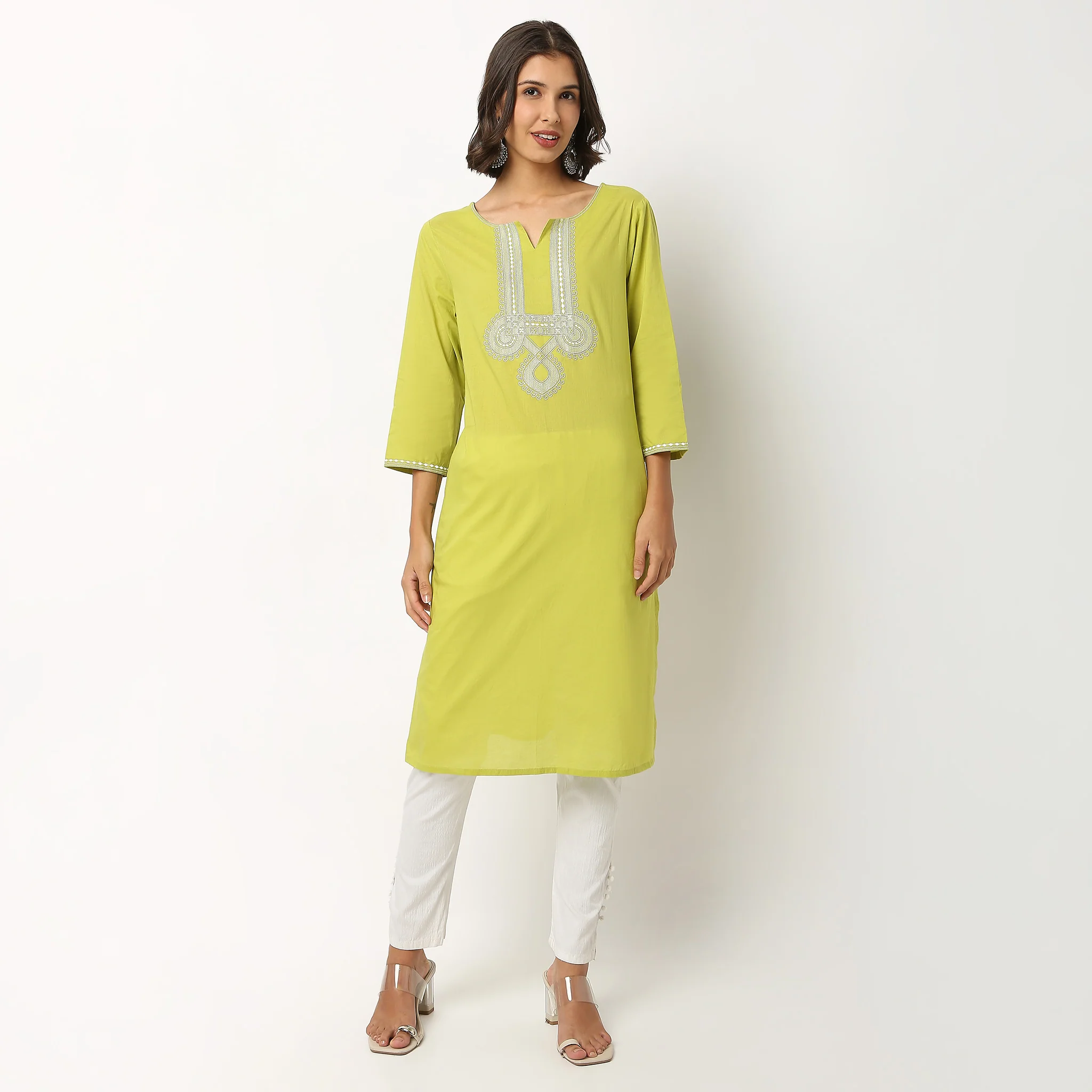 Embroidered Cotton Kurta - Image 2