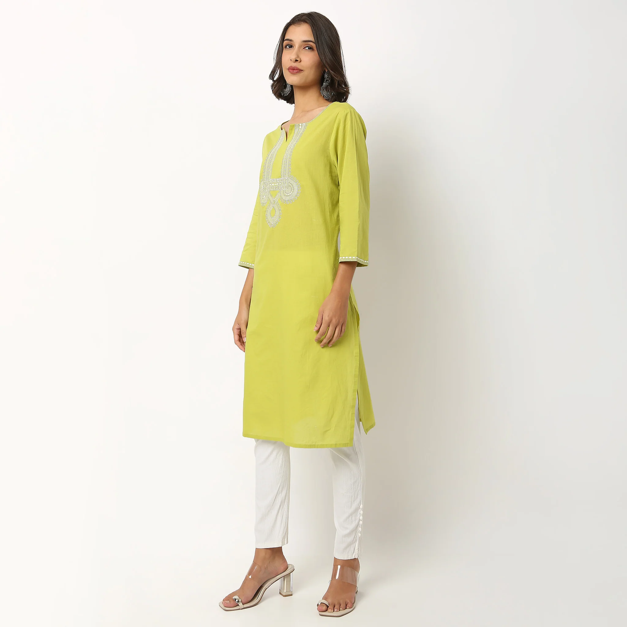 Embroidered Cotton Kurta - Image 5