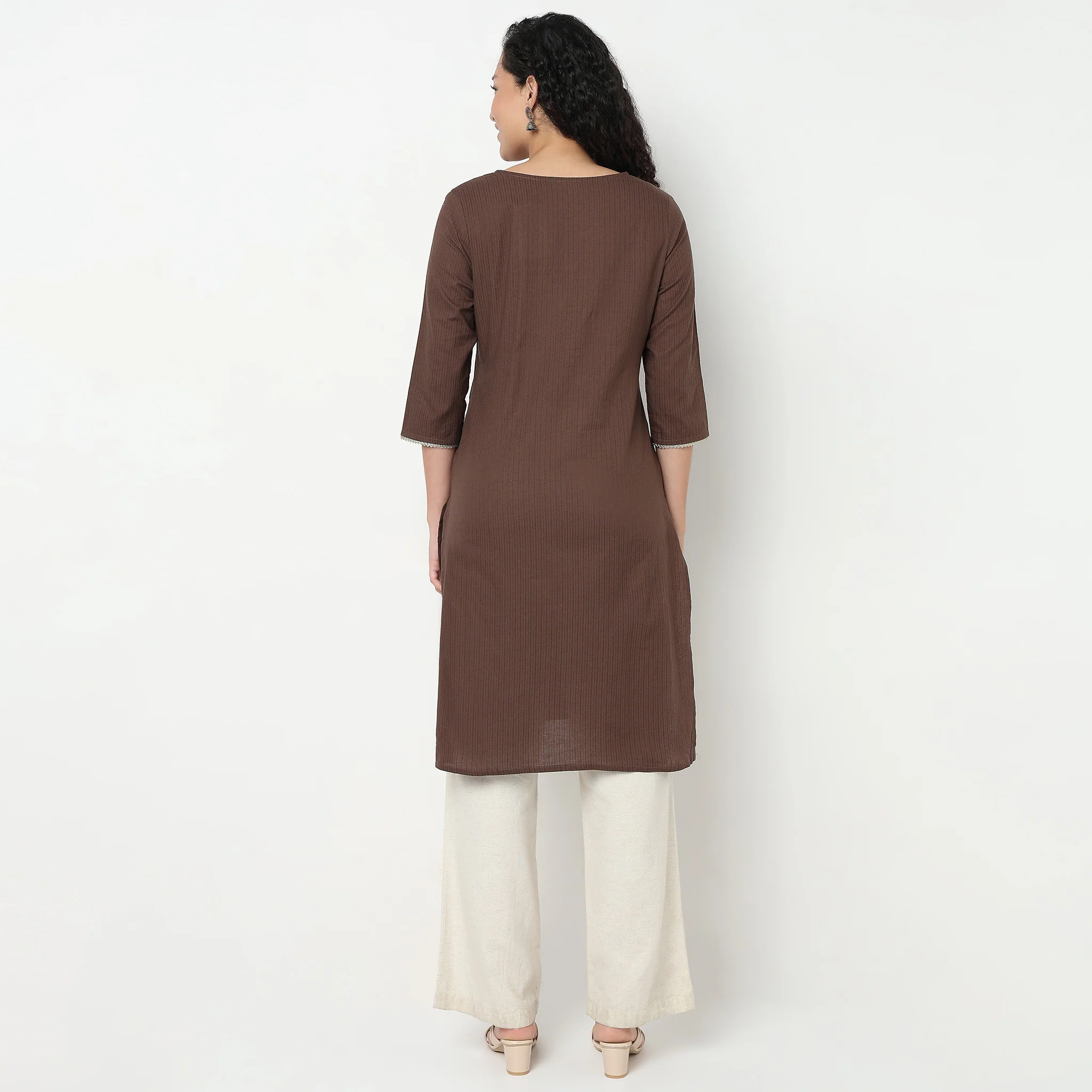 Centre Panel Embroidered Long Kurta - Image 2