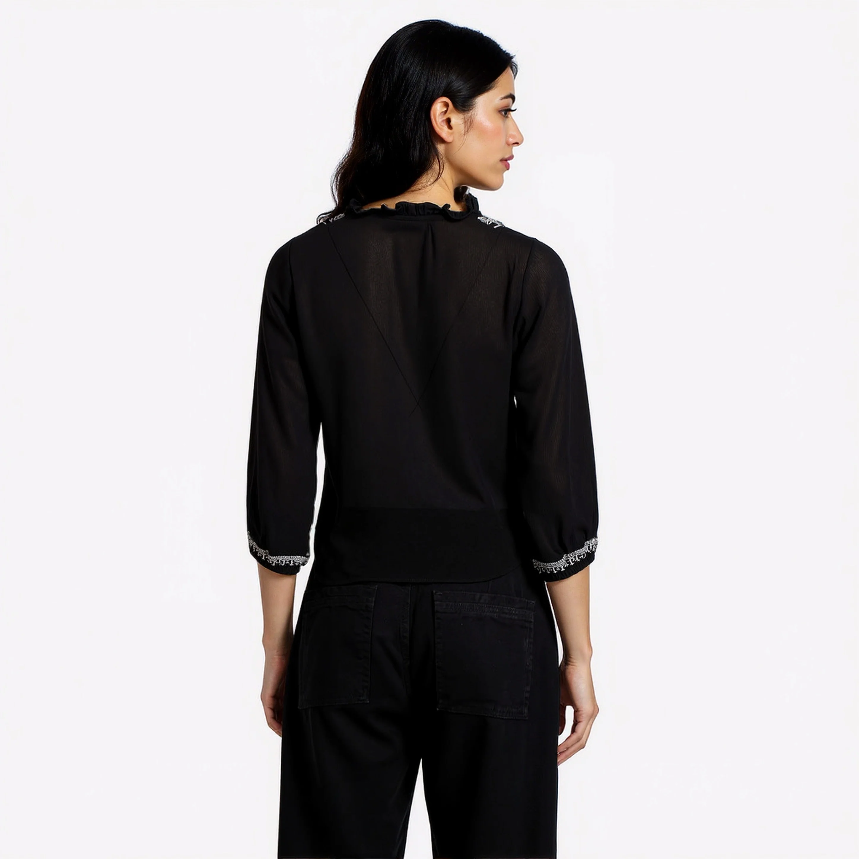Embroidered Crop Shirt - Image 3