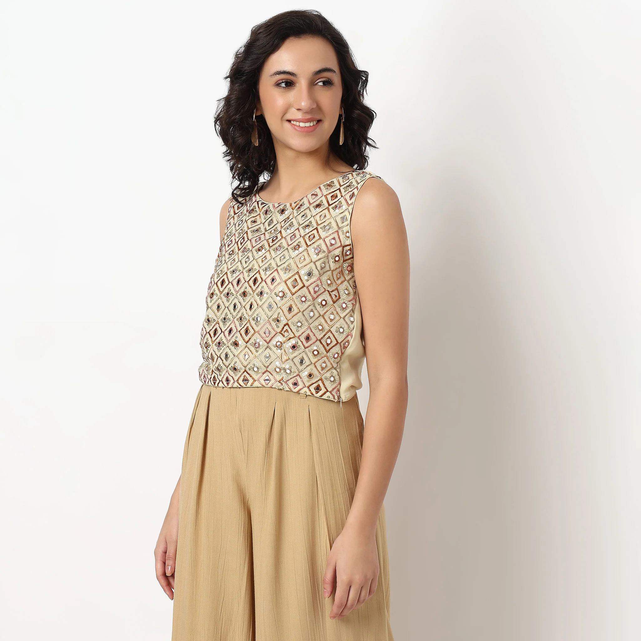 Embroidered Ethnic Crop Top - Image 5